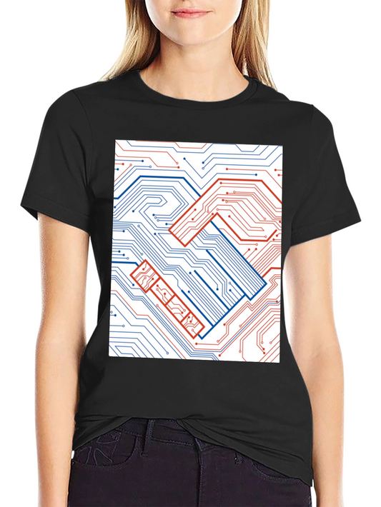 Tech Handshake Graphic T-Shirt - Modern Circuit Board Design