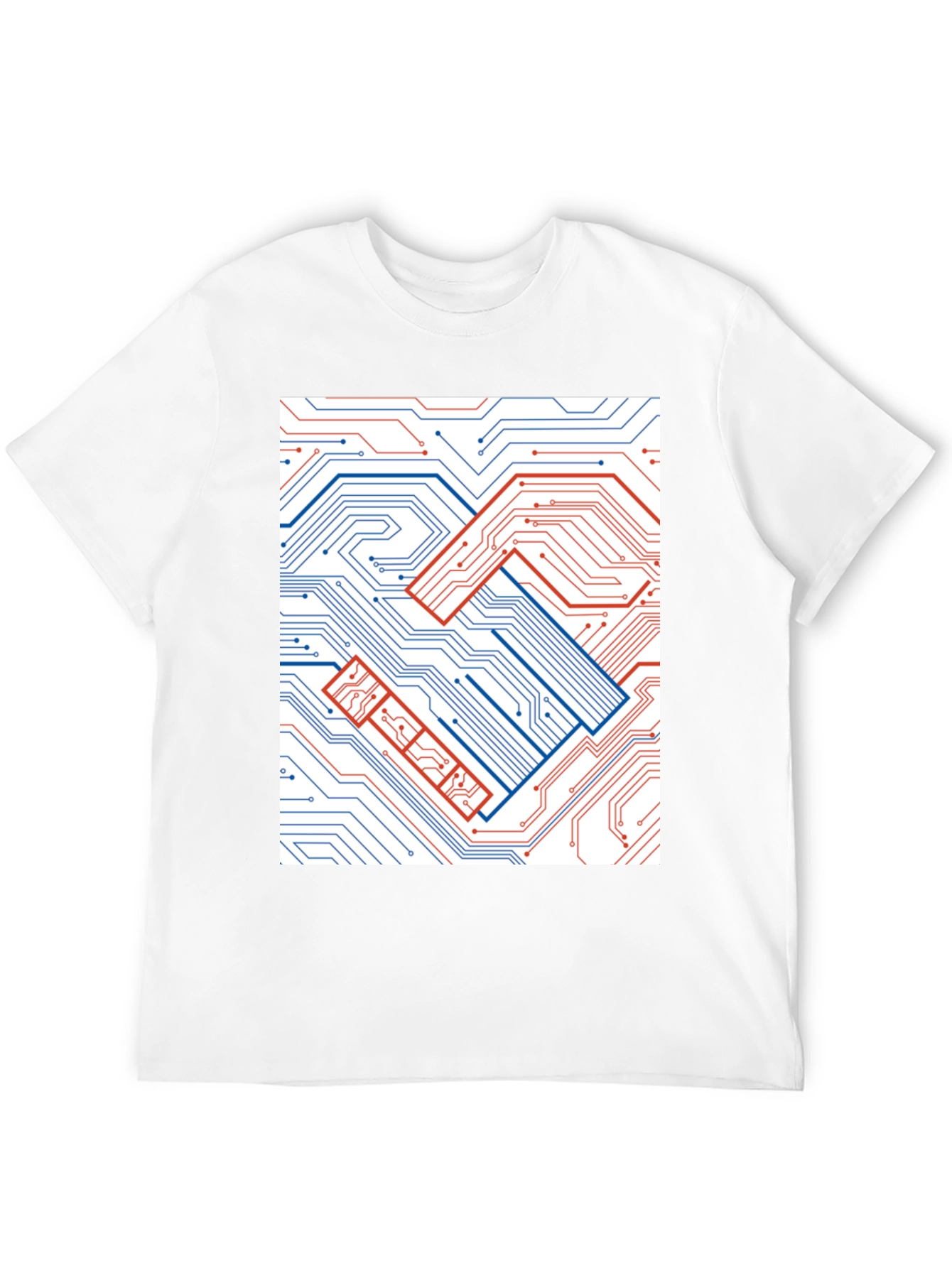 Tech Handshake Graphic T-Shirt - Modern Circuit Board Design