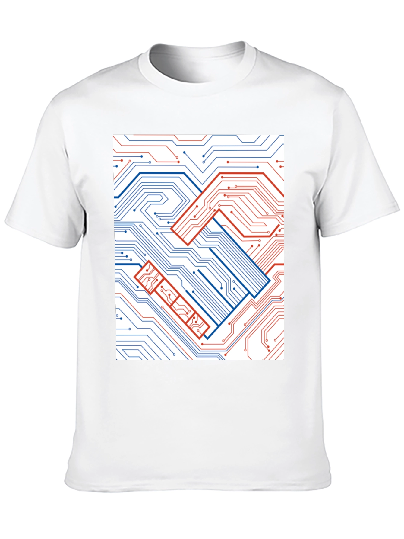 Tech Handshake Graphic T-Shirt - Modern Circuit Board Design