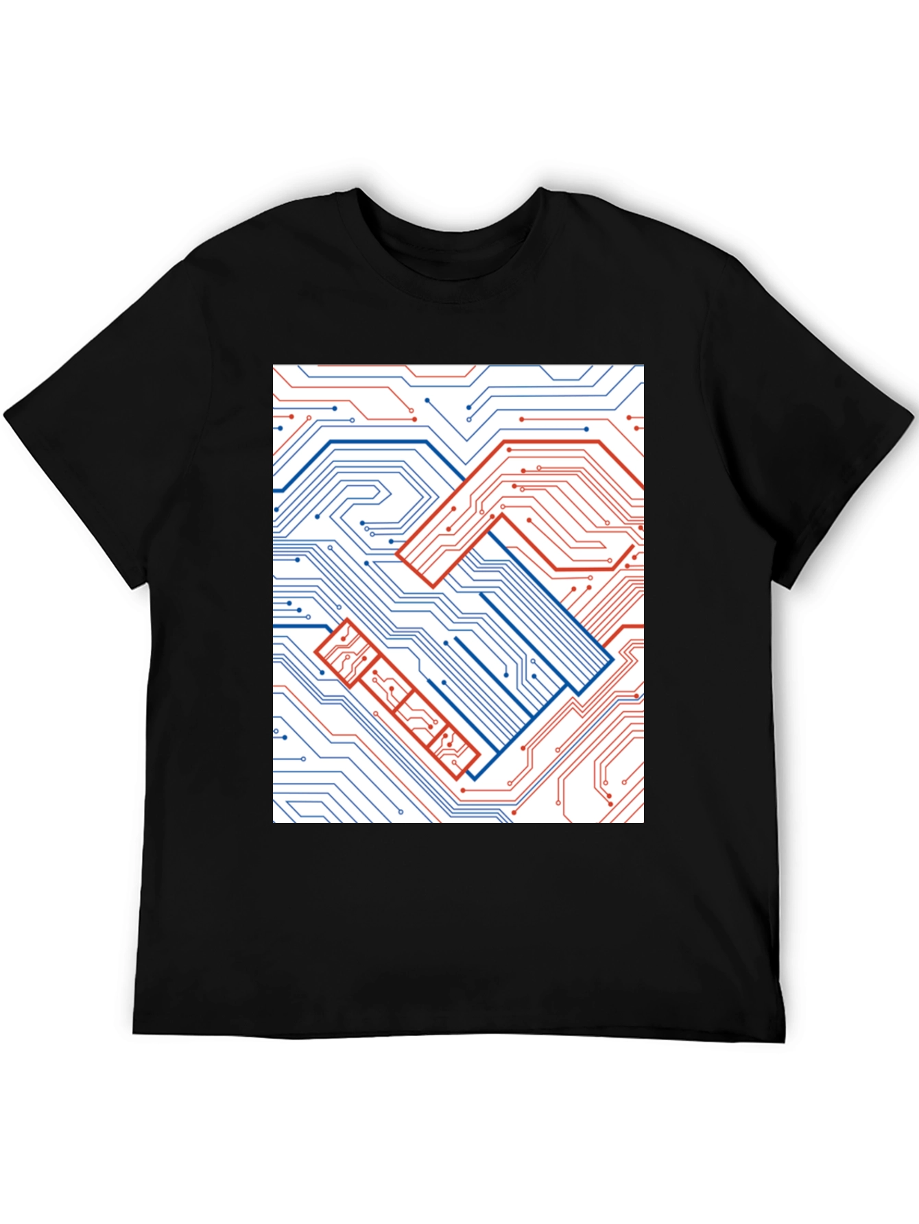 Tech Handshake Graphic T-Shirt - Modern Circuit Board Design