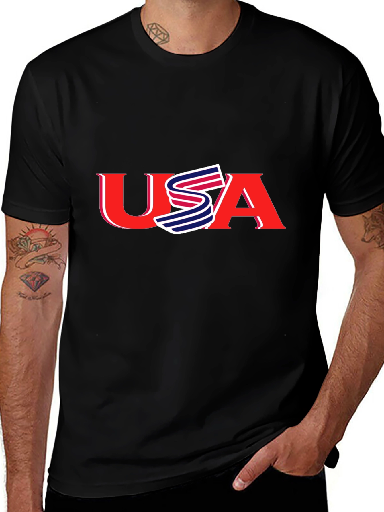 USA Graphic Black T-Shirt - Patriotic Style