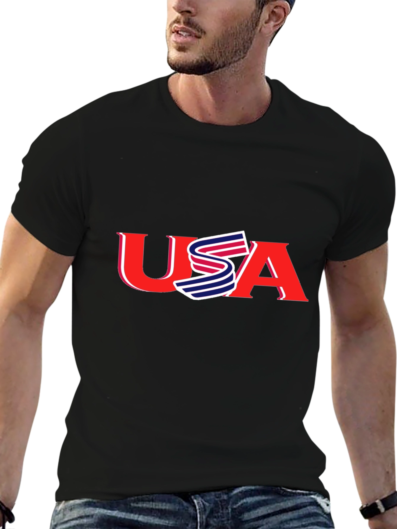 USA Graphic Black T-Shirt - Patriotic Style