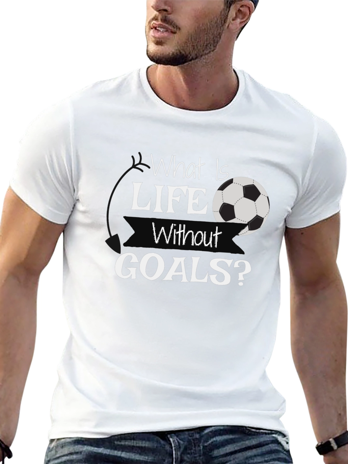 What Is Life Without Goals? Black Soccer T-Shirt