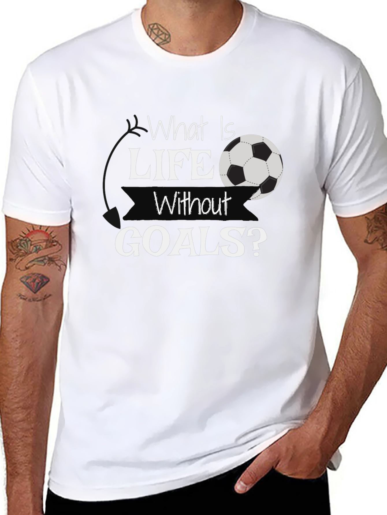 What Is Life Without Goals? Black Soccer T-Shirt