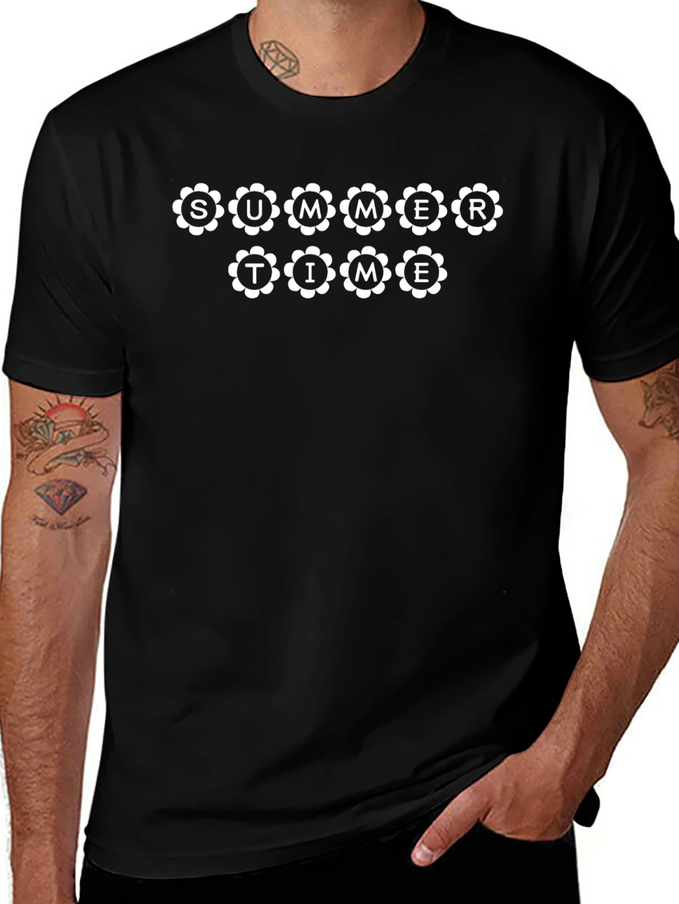 Summer Time Daisy Graphic Tee - Black