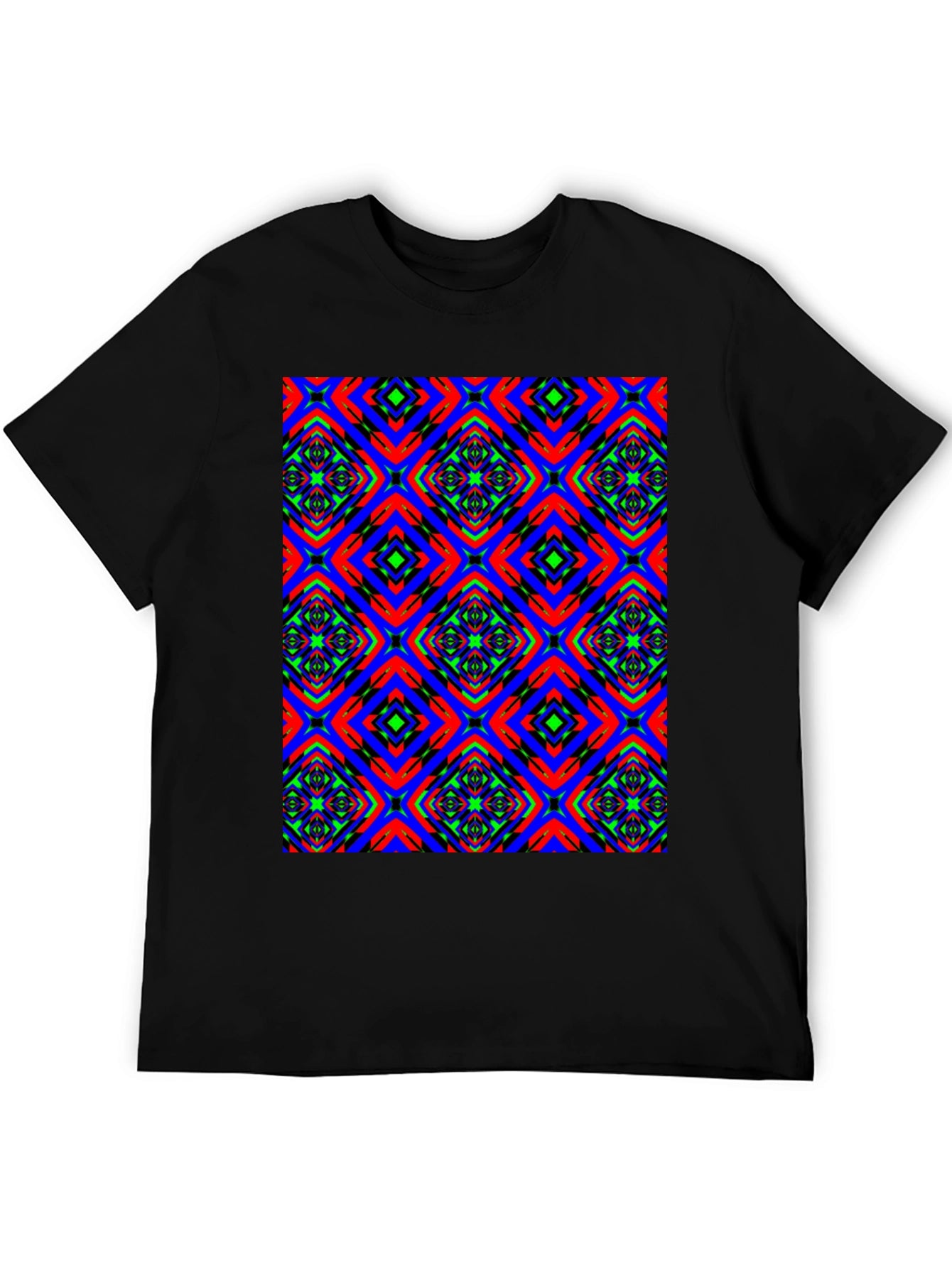 Vibrant Patterned Black T-Shirt