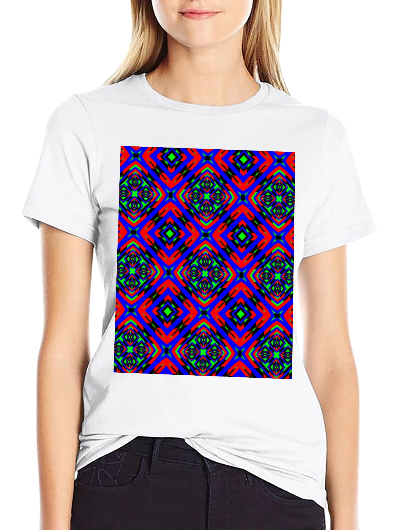 Vibrant Patterned Black T-Shirt