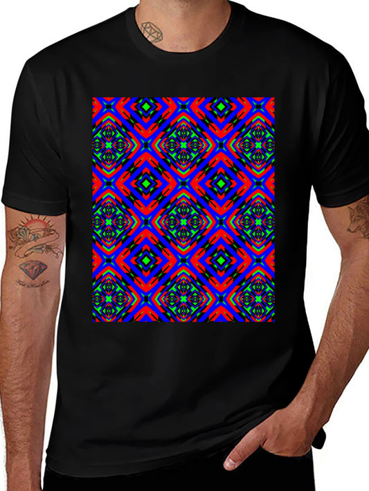 Vibrant Patterned Black T-Shirt