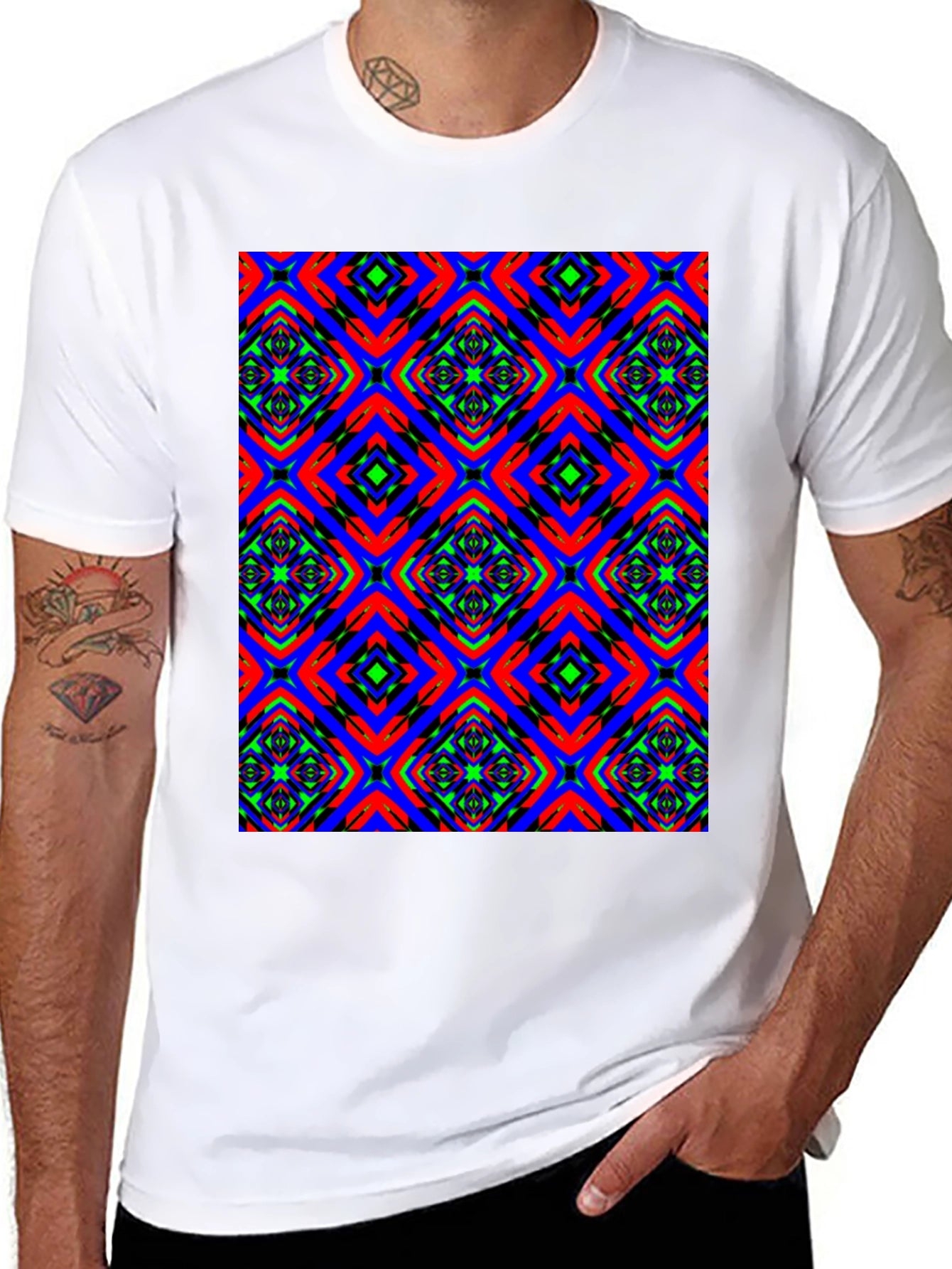Vibrant Patterned Black T-Shirt