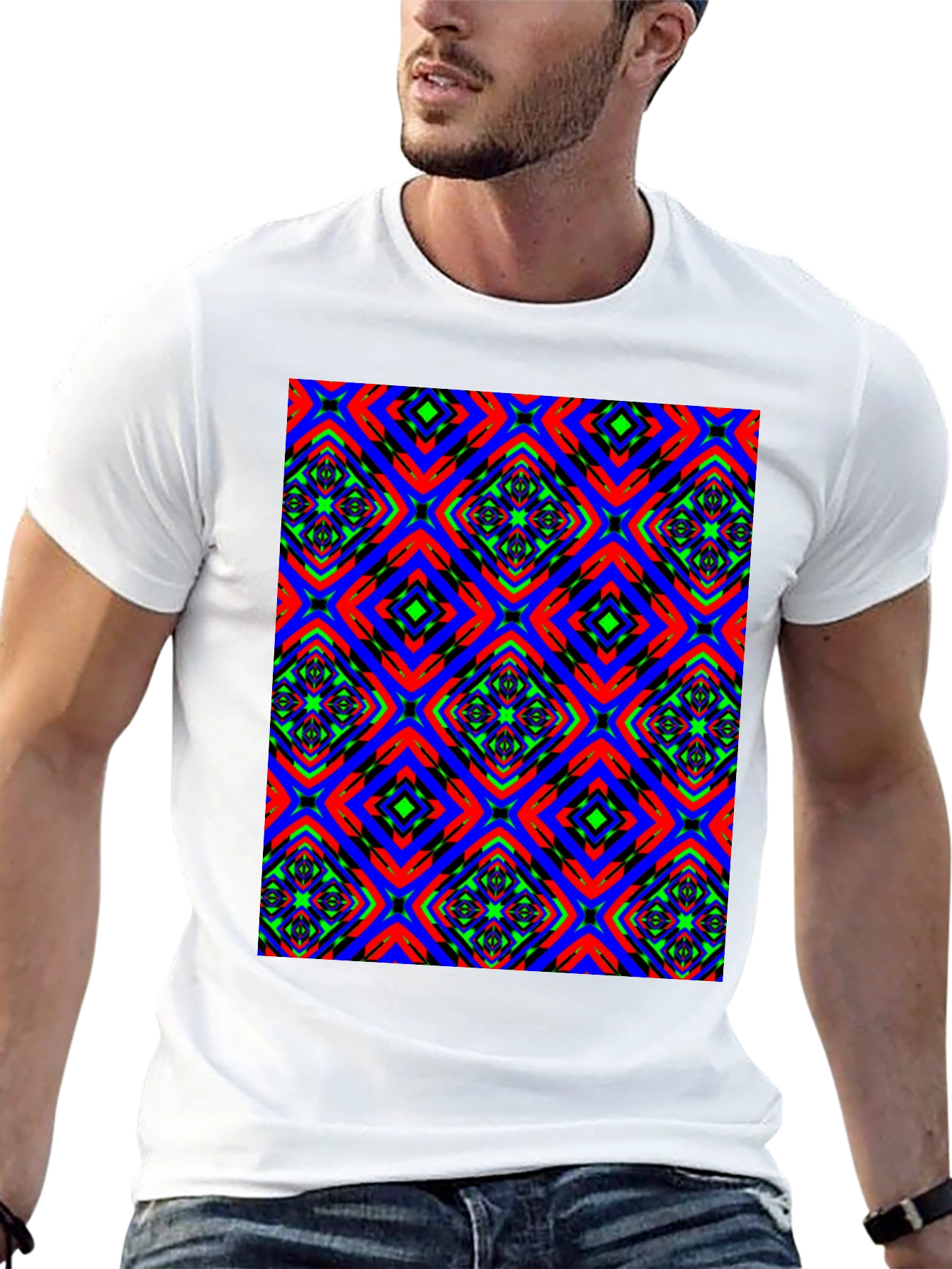 Vibrant Patterned Black T-Shirt