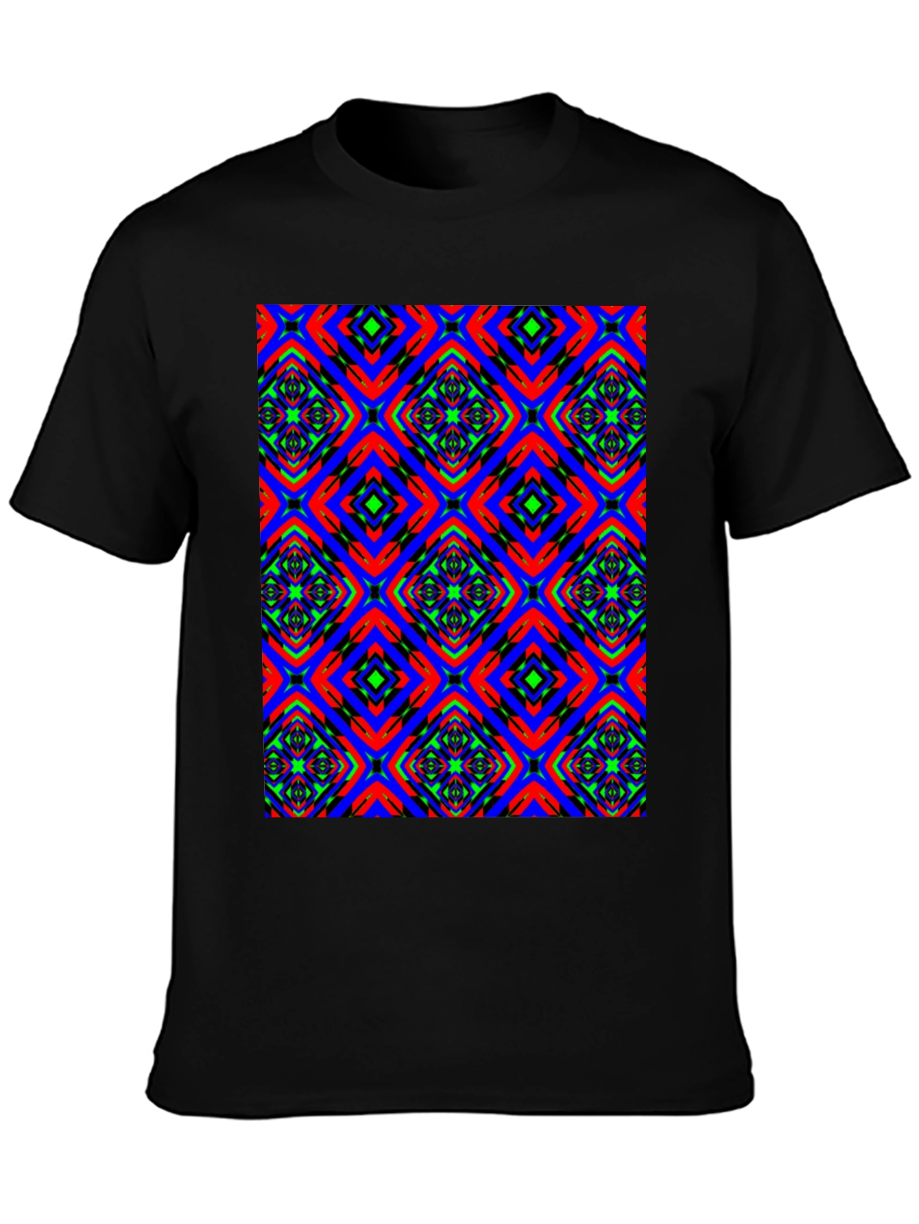 Vibrant Patterned Black T-Shirt
