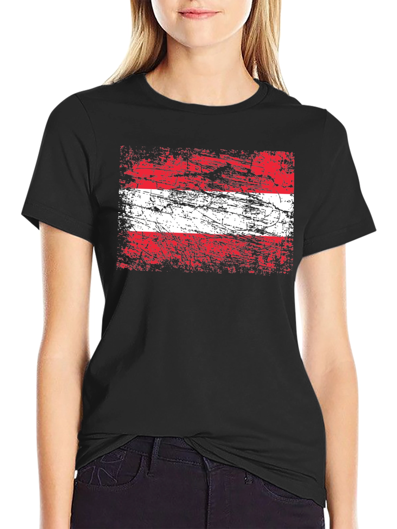 Distressed Austria Flag Graphic T-Shirt