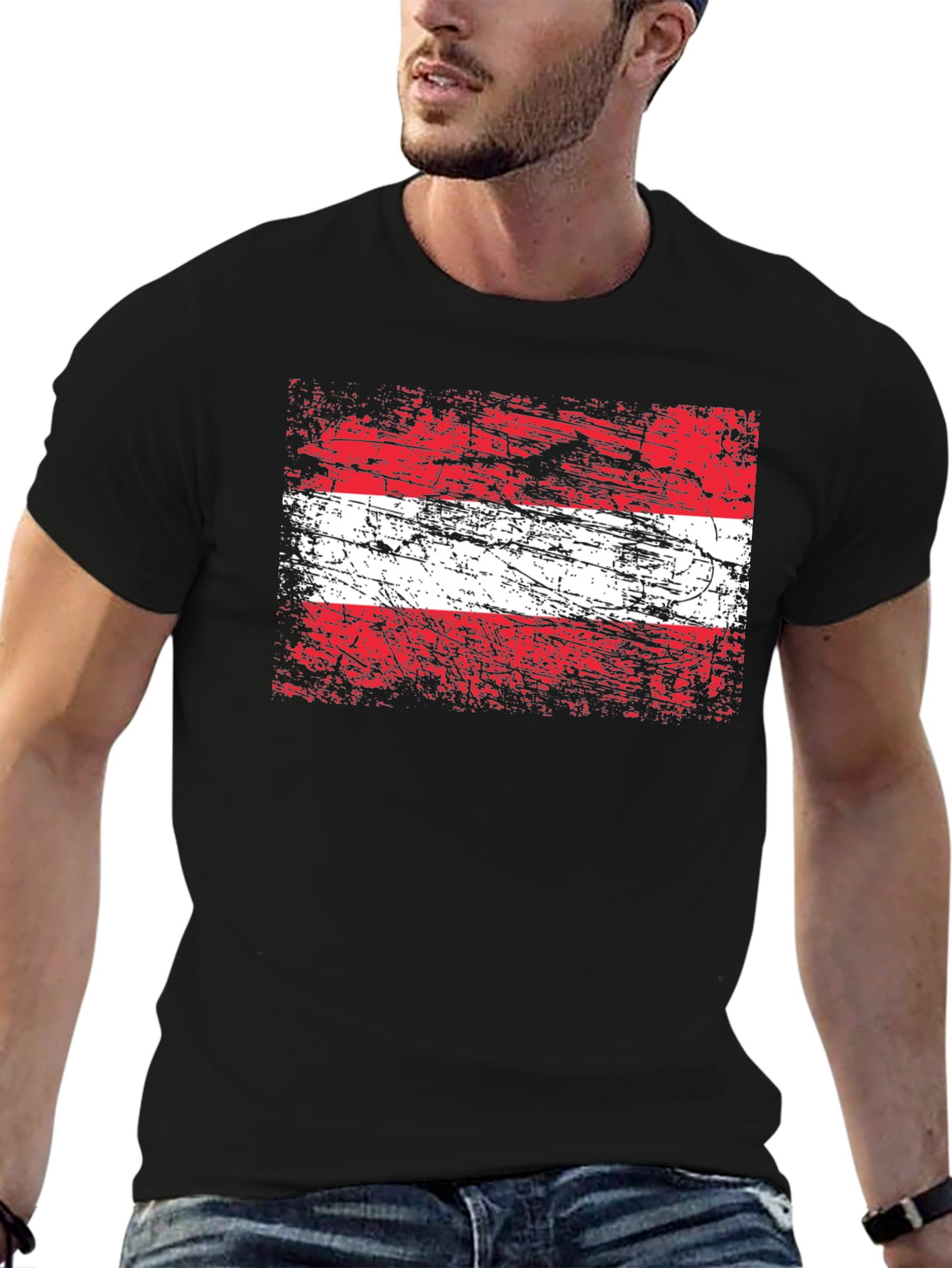Distressed Austria Flag Graphic T-Shirt