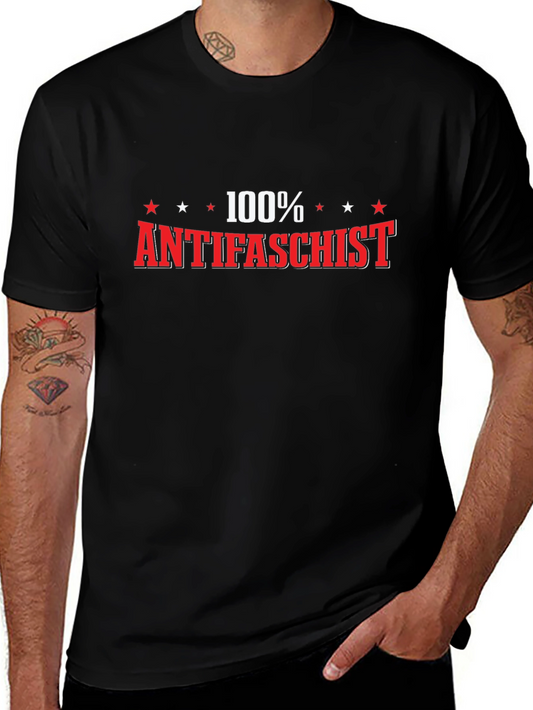 100% Antifascist Black T-Shirt - Bold Statement Tee
