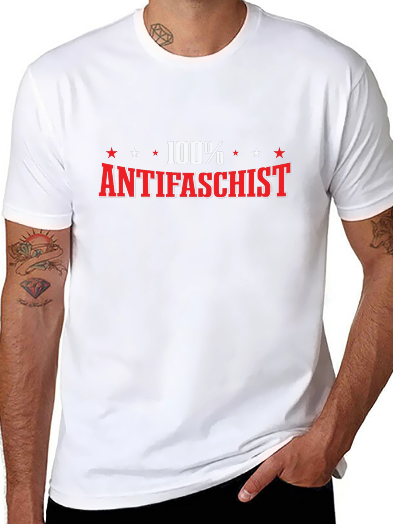 100% Antifascist Black T-Shirt - Bold Statement Tee