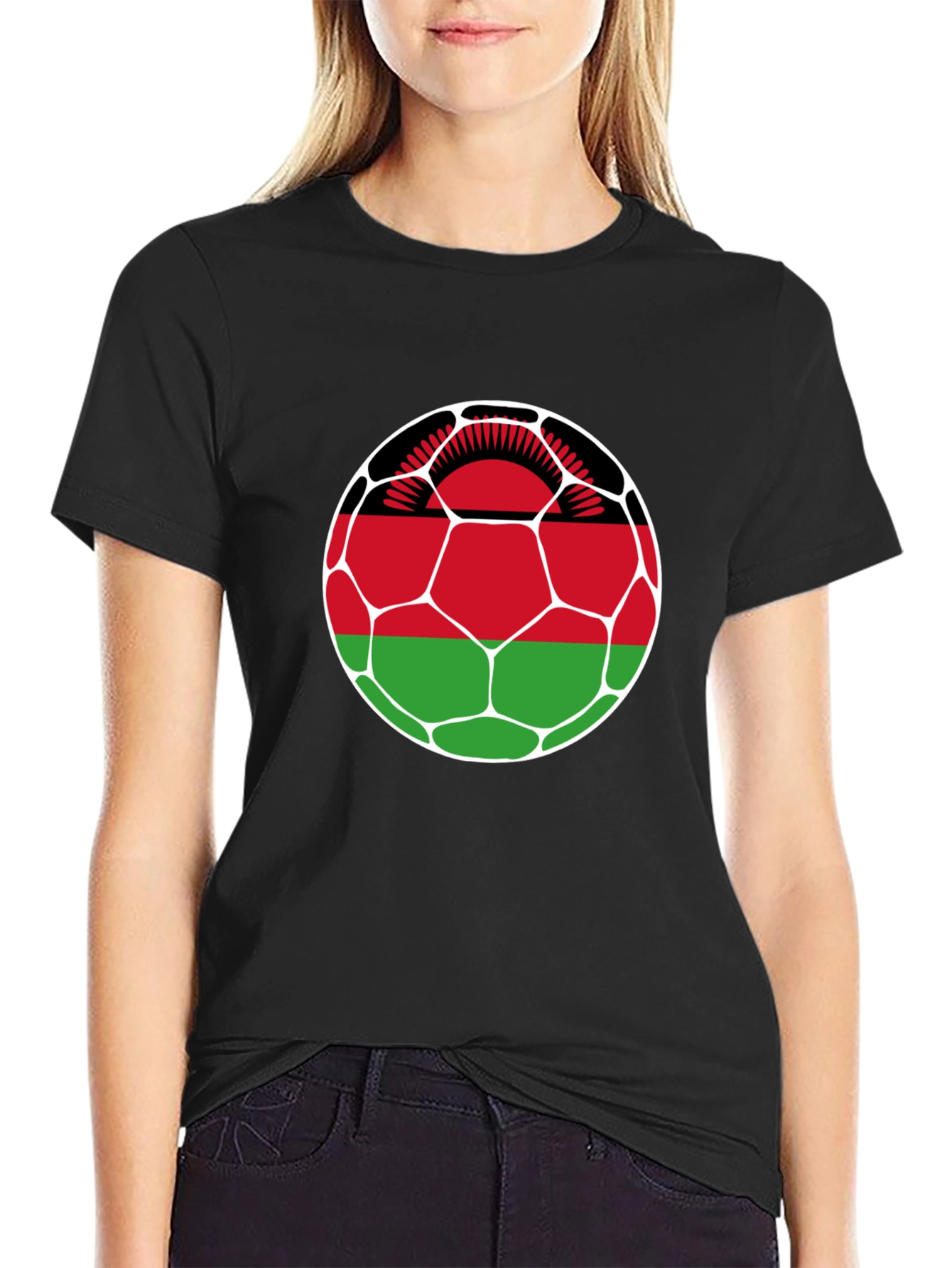 Malawi Flag Soccer Ball Graphic Tee