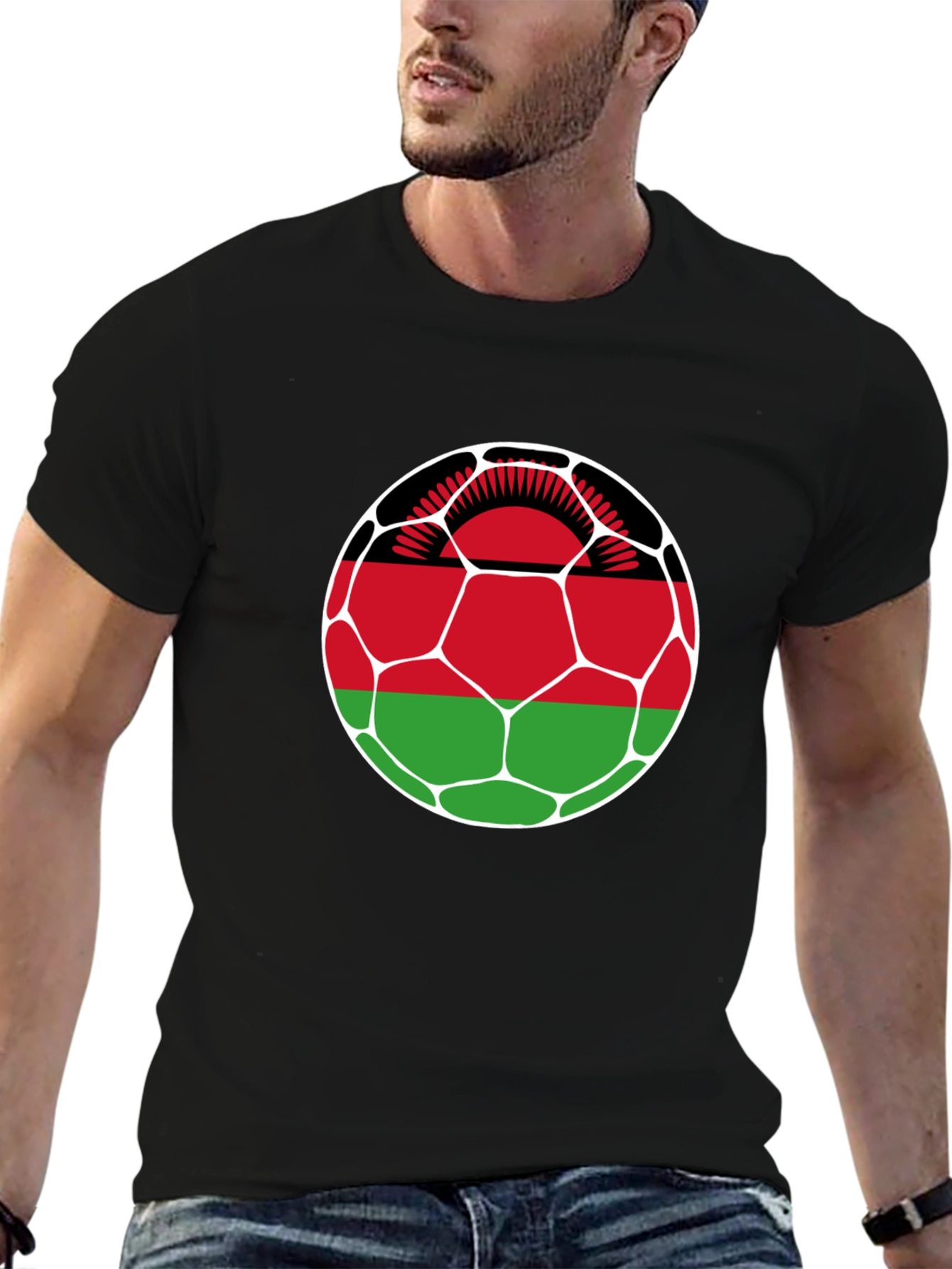 Malawi Flag Soccer Ball Graphic Tee