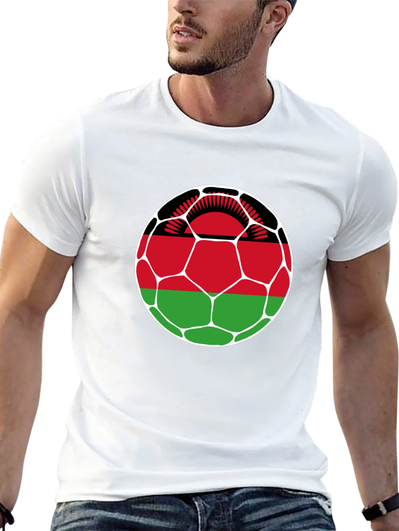 Malawi Flag Soccer Ball Graphic Tee