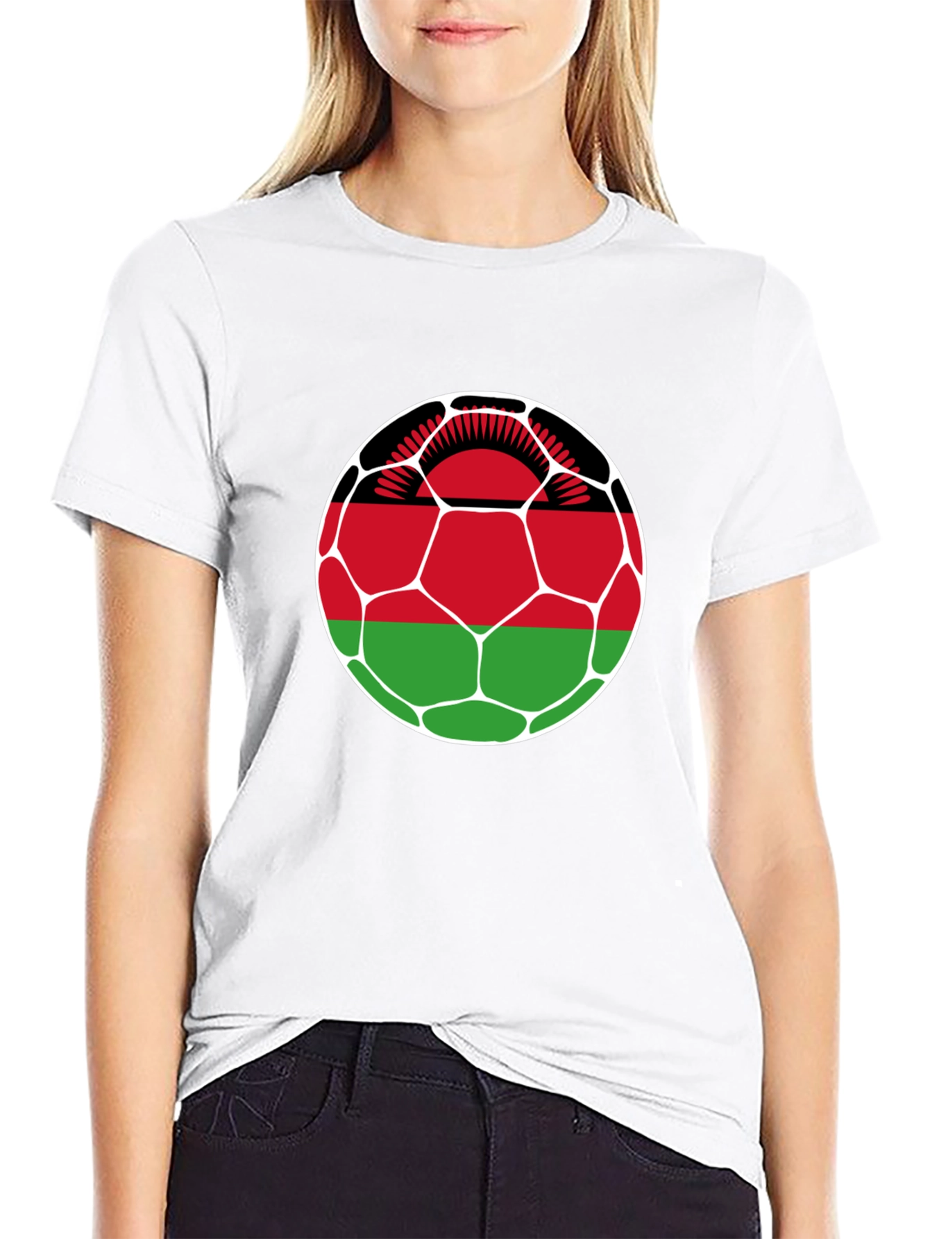 Malawi Flag Soccer Ball Graphic Tee