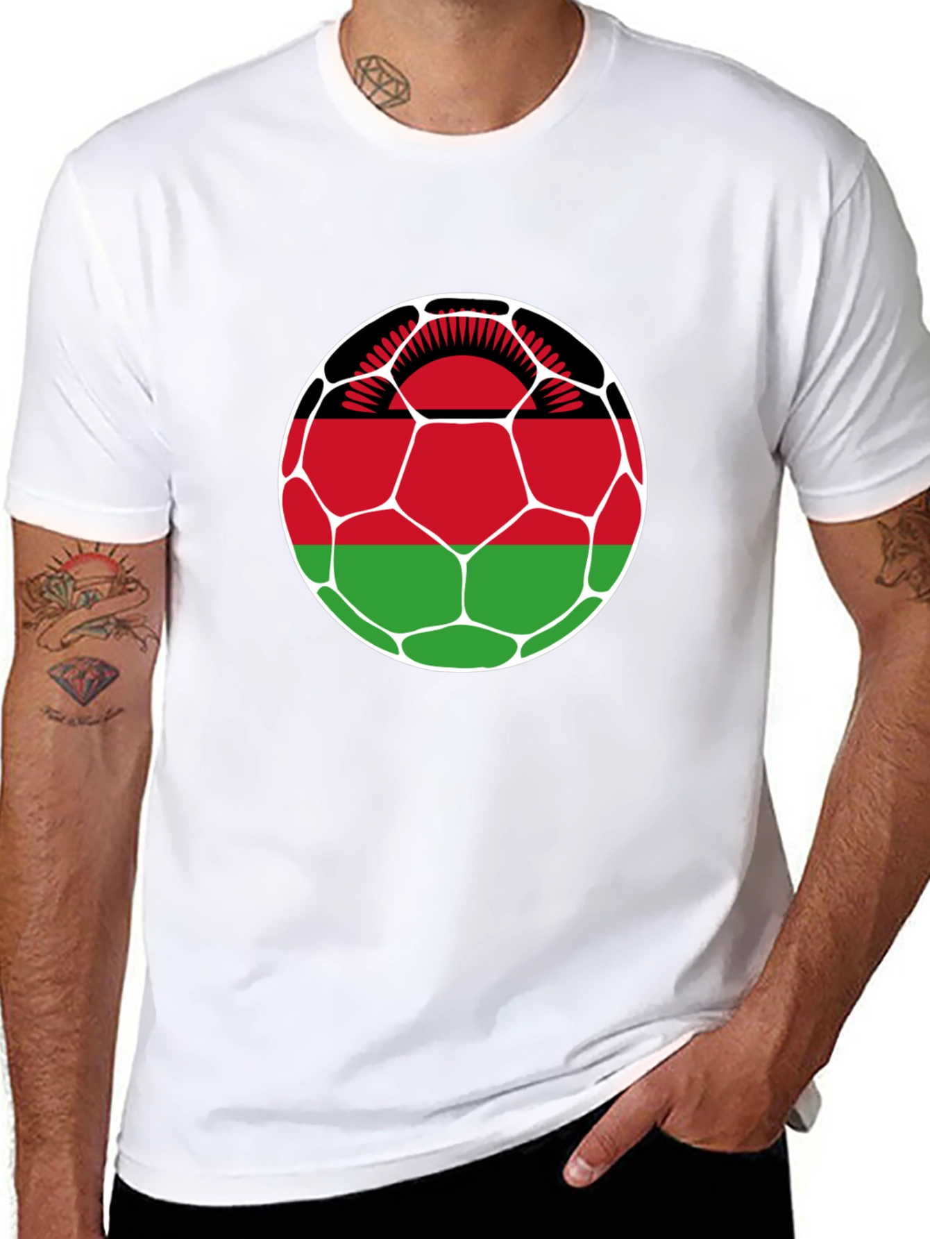 Malawi Flag Soccer Ball Graphic Tee