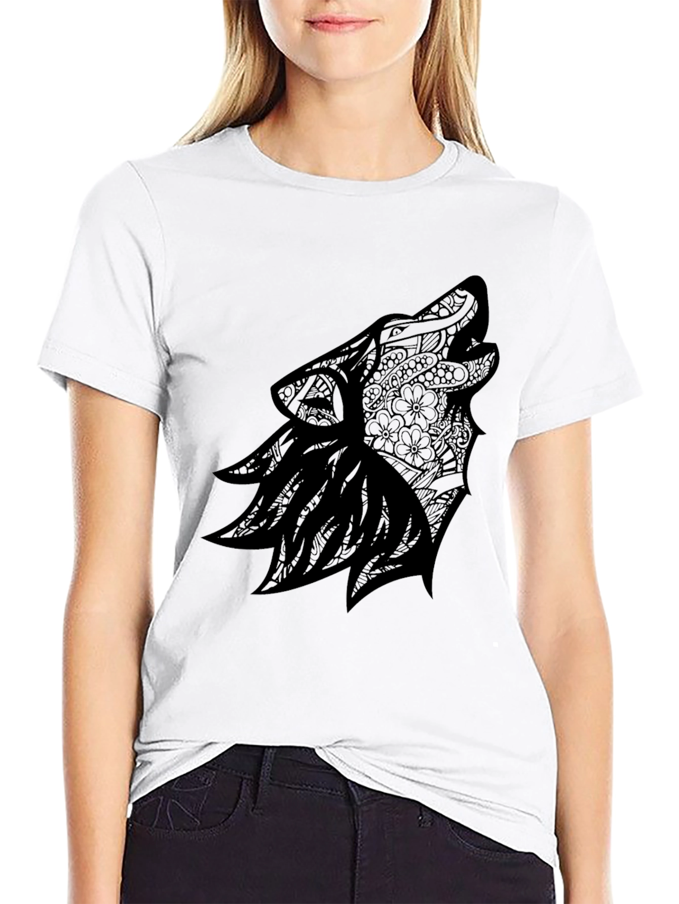 Wolf Art Black T-Shirt - Modern Graphic Tee