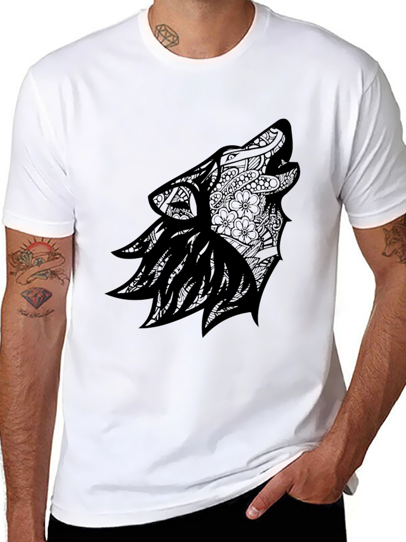 Wolf Art Black T-Shirt - Modern Graphic Tee