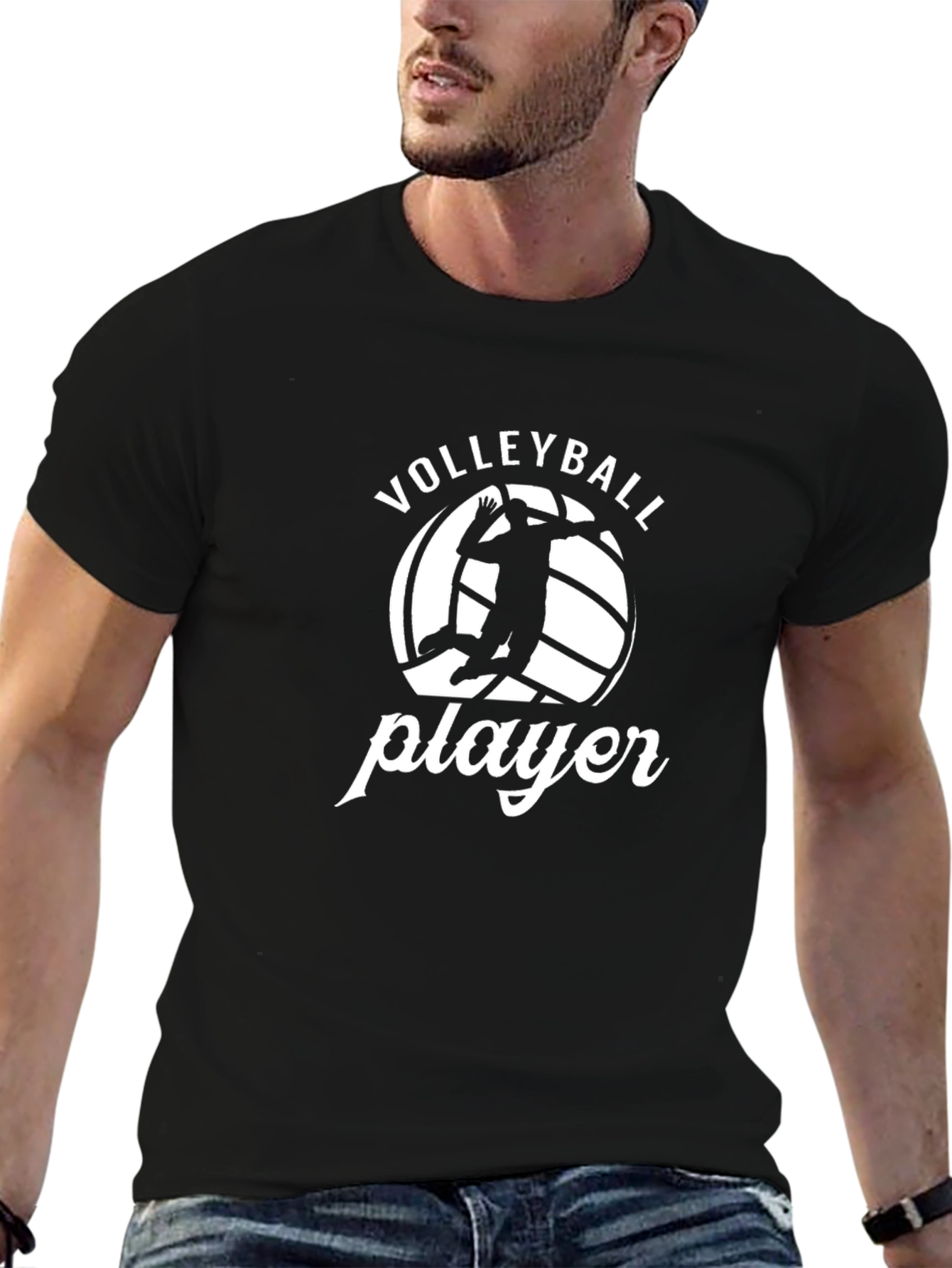 Volleyball Player Graphic T-Shirt - Black