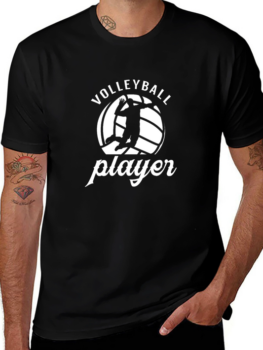 Volleyball Player Graphic T-Shirt - Black