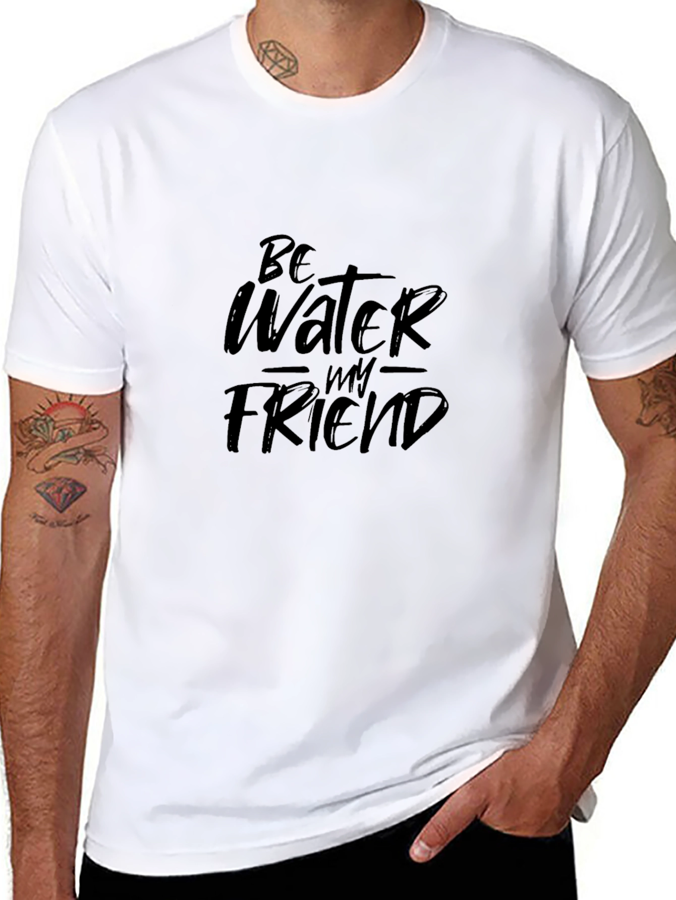 Be Water My Friend Graphic T-Shirt - Black