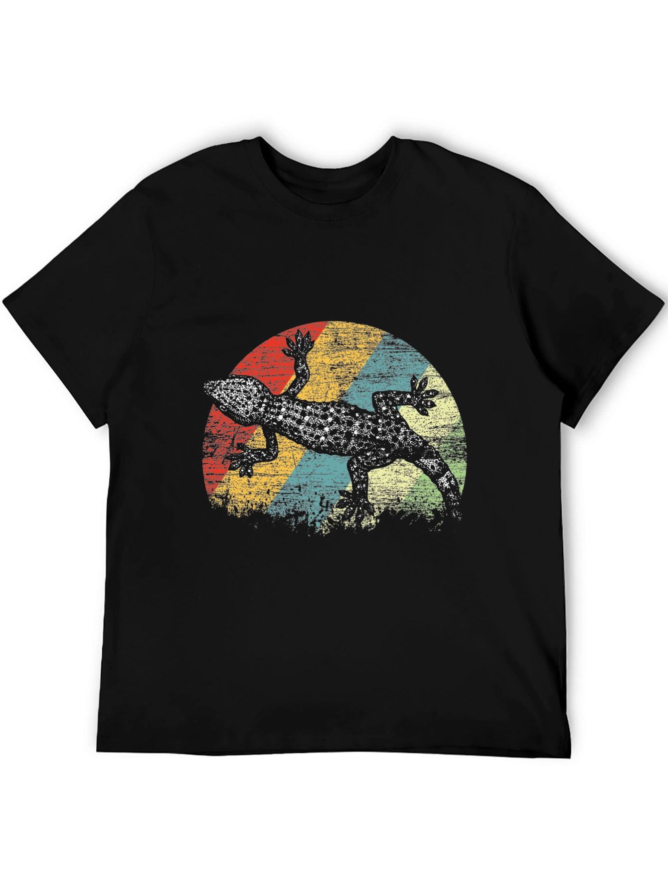 Retro Gecko Graphic Tee - Mens Black T-Shirt