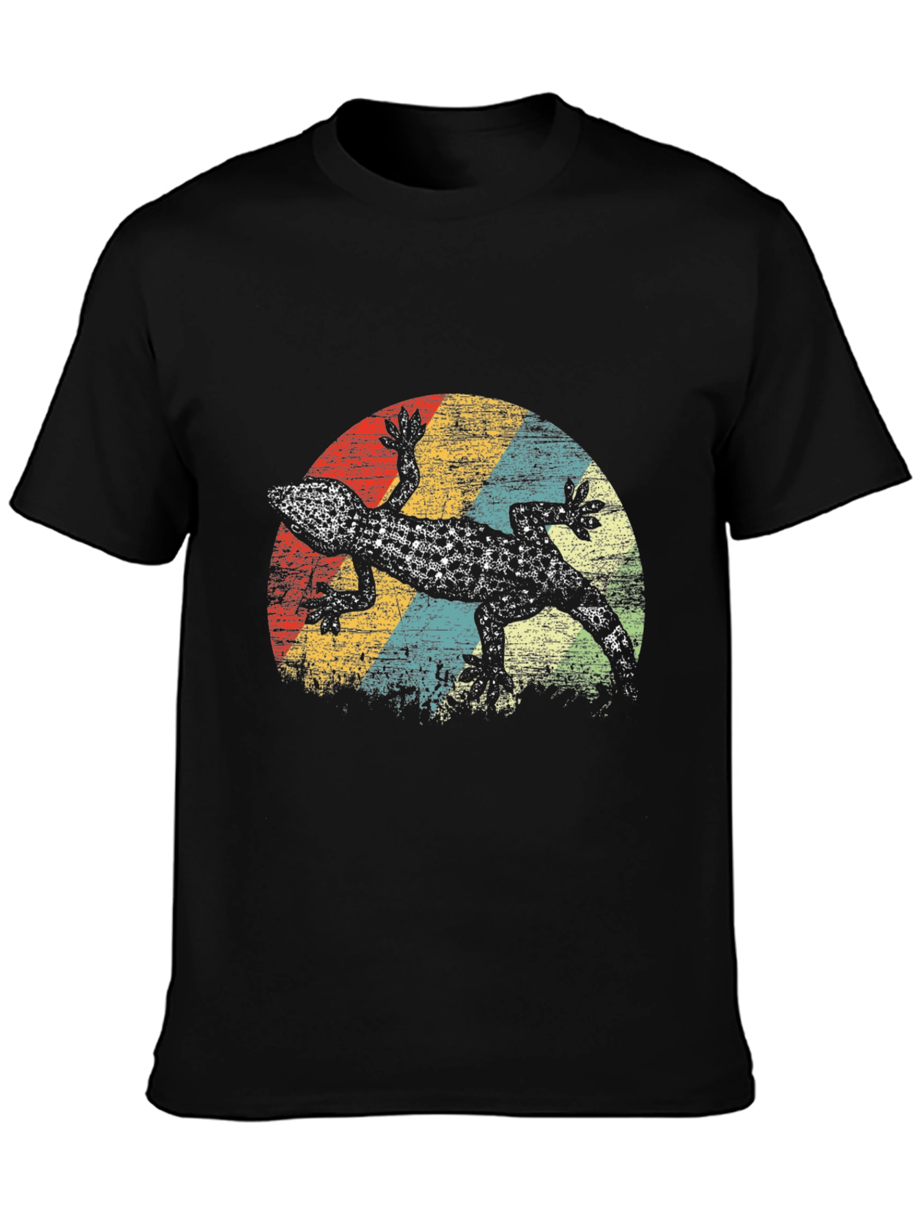 Retro Gecko Graphic Tee - Mens Black T-Shirt
