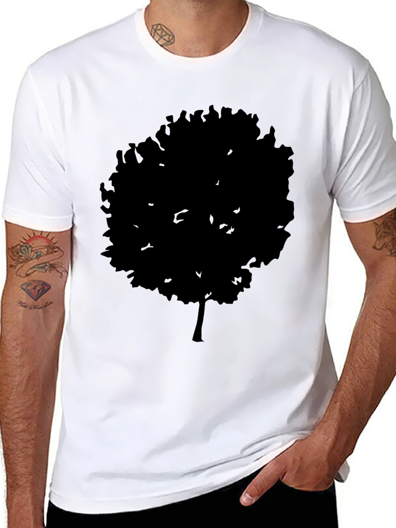 Silhouette Tree Black Graphic Tee - Modern Casual Style