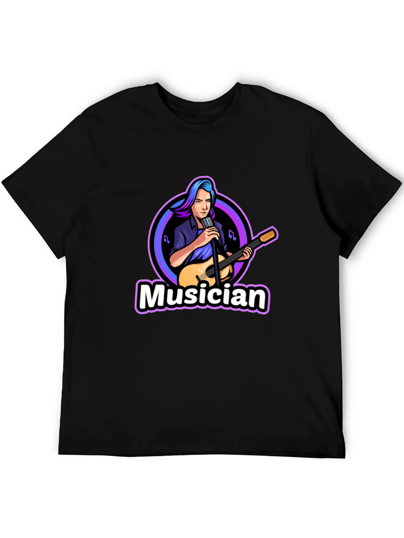 Musician Graphic Black T-Shirt - Music Lover Tee