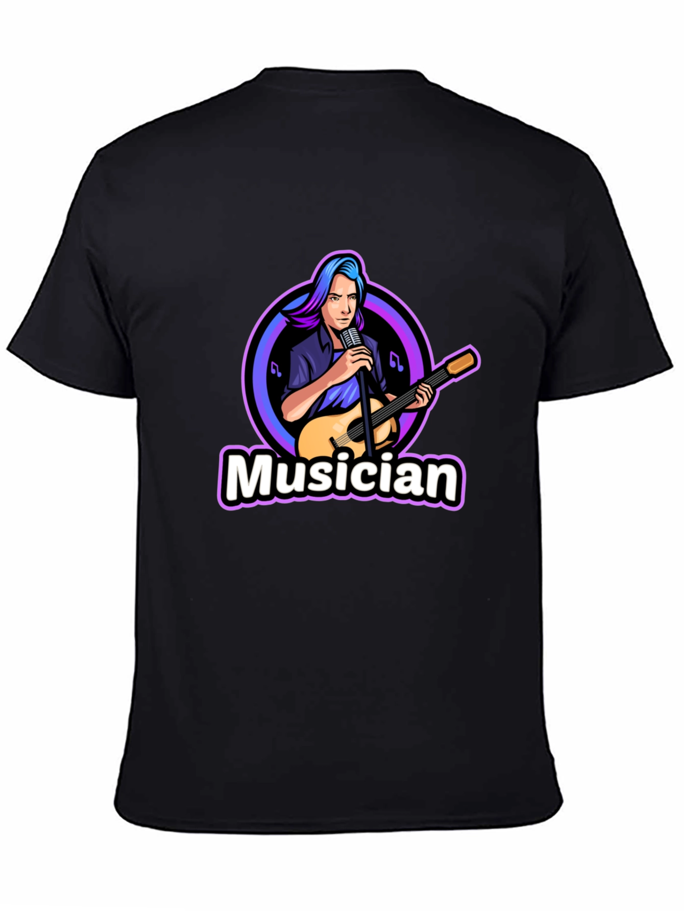 Musician Graphic Black T-Shirt - Music Lover Tee