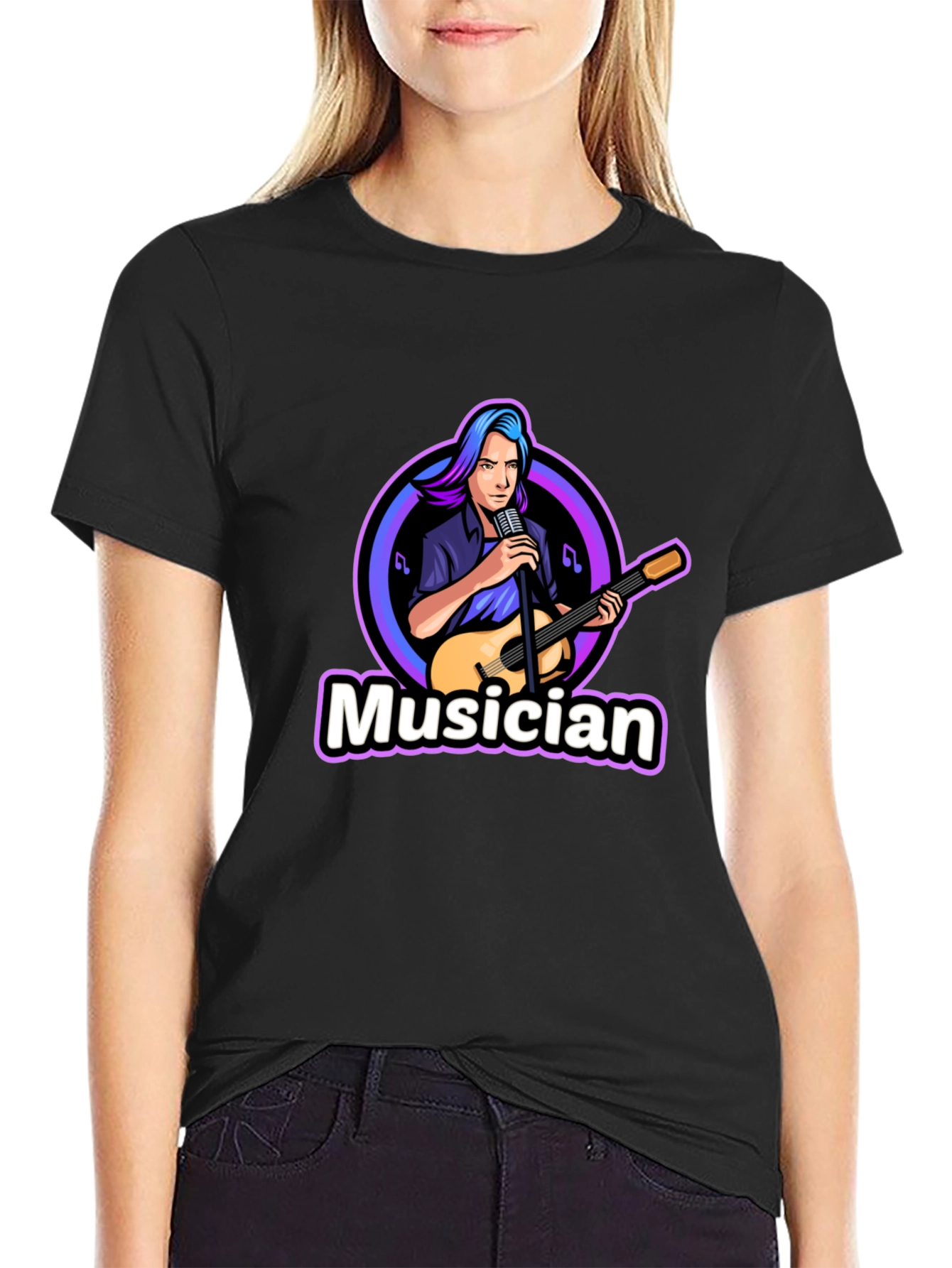 Musician Graphic Black T-Shirt - Music Lover Tee