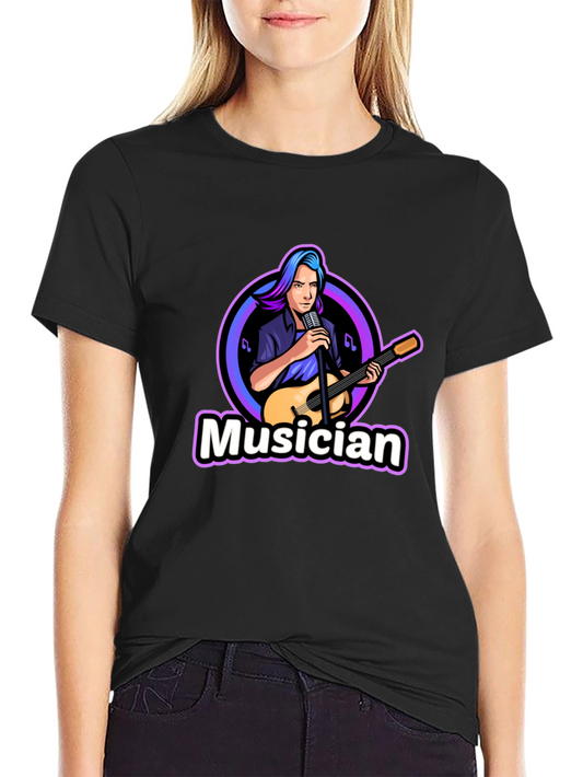 Musician Graphic Black T-Shirt - Music Lover Tee