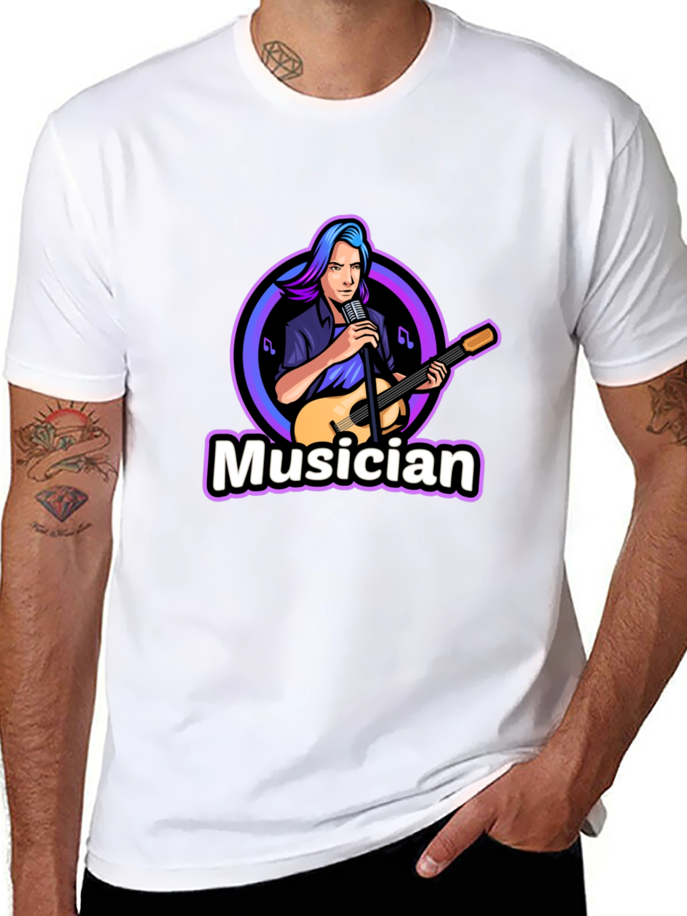 Musician Graphic Black T-Shirt - Music Lover Tee
