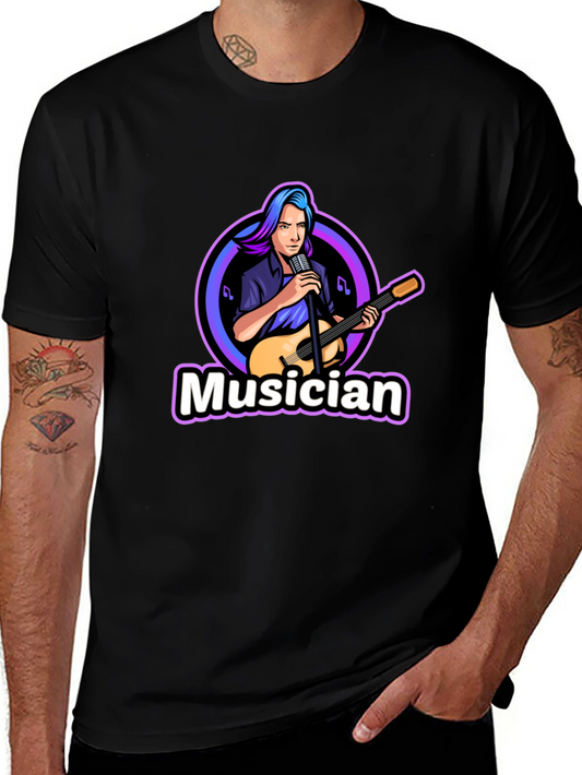 Musician Graphic Black T-Shirt - Music Lover Tee