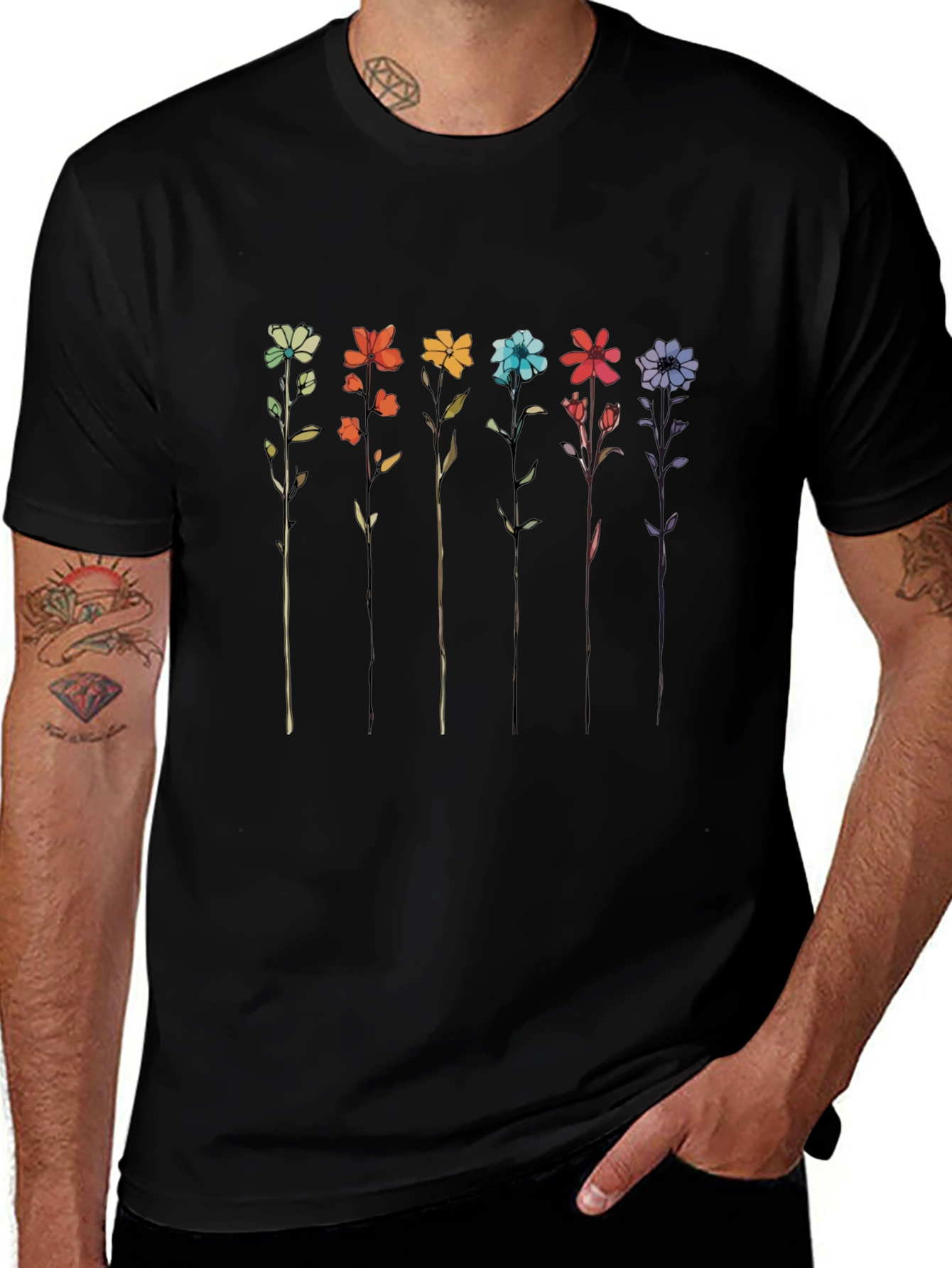 Rainbow Flower Graphic T-Shirt