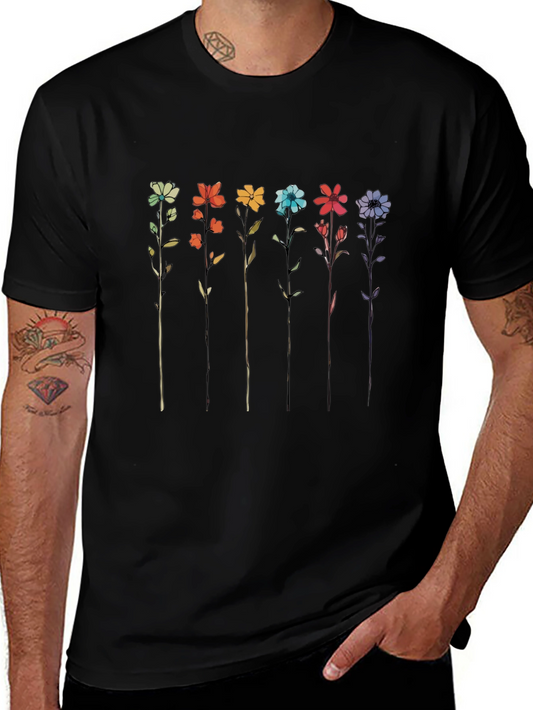 Rainbow Flower Graphic T-Shirt