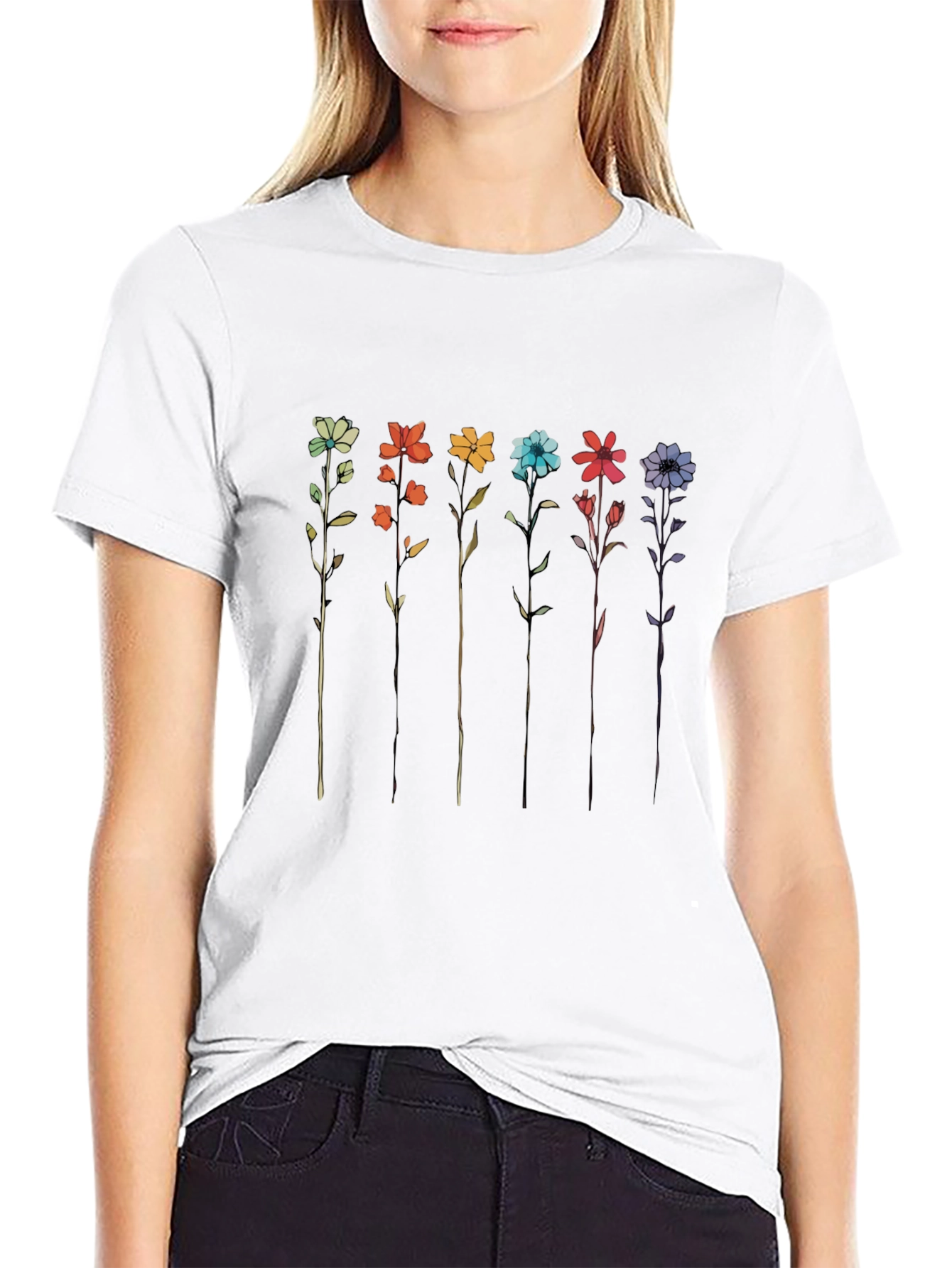 Rainbow Flower Graphic T-Shirt