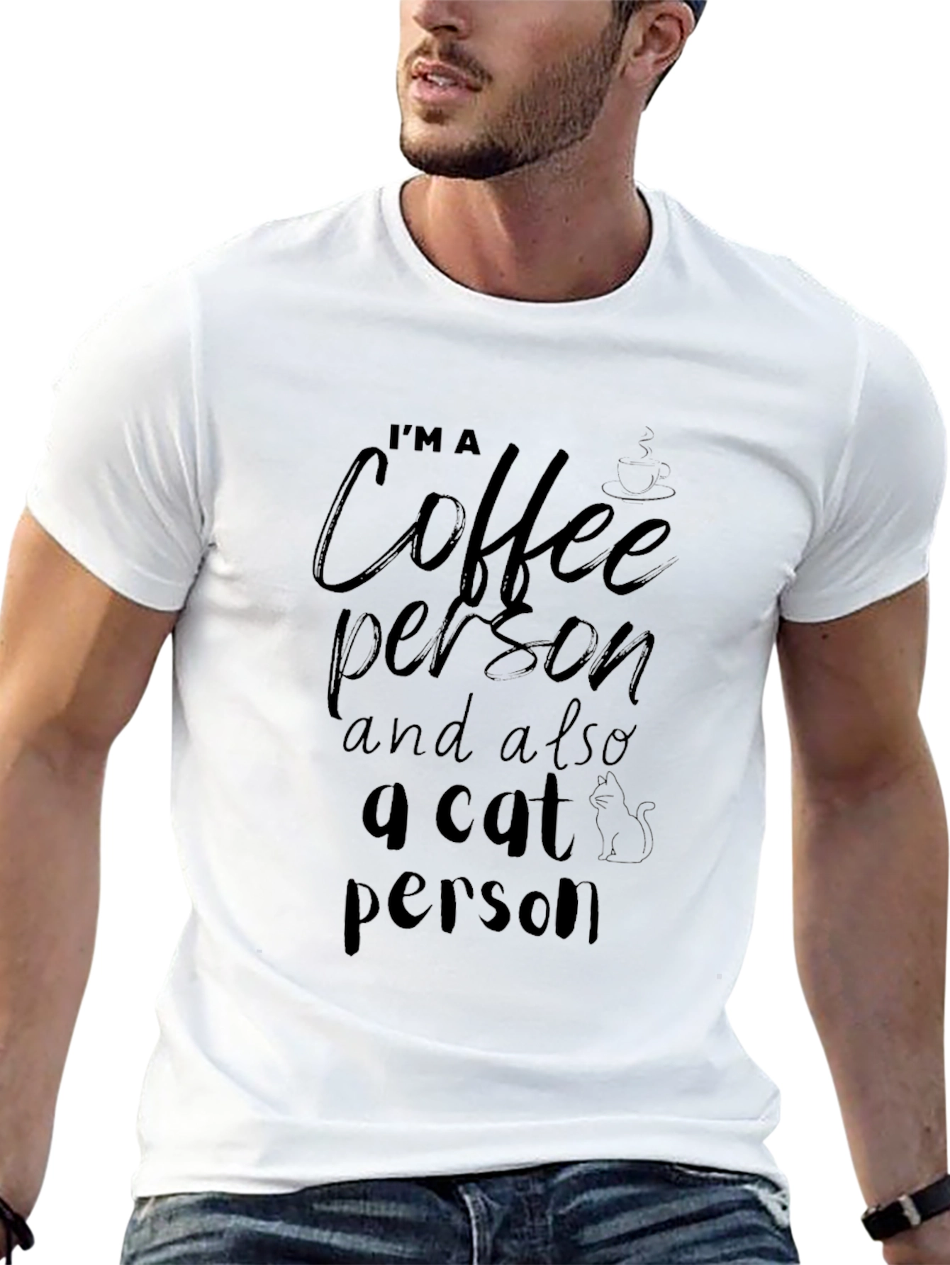 Coffee & Cat Person Graphic T-Shirt