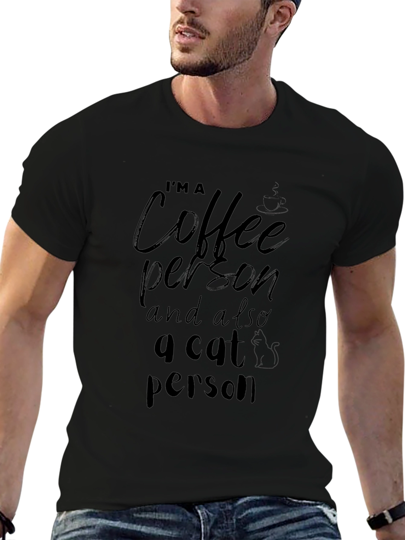 Coffee & Cat Person Graphic T-Shirt