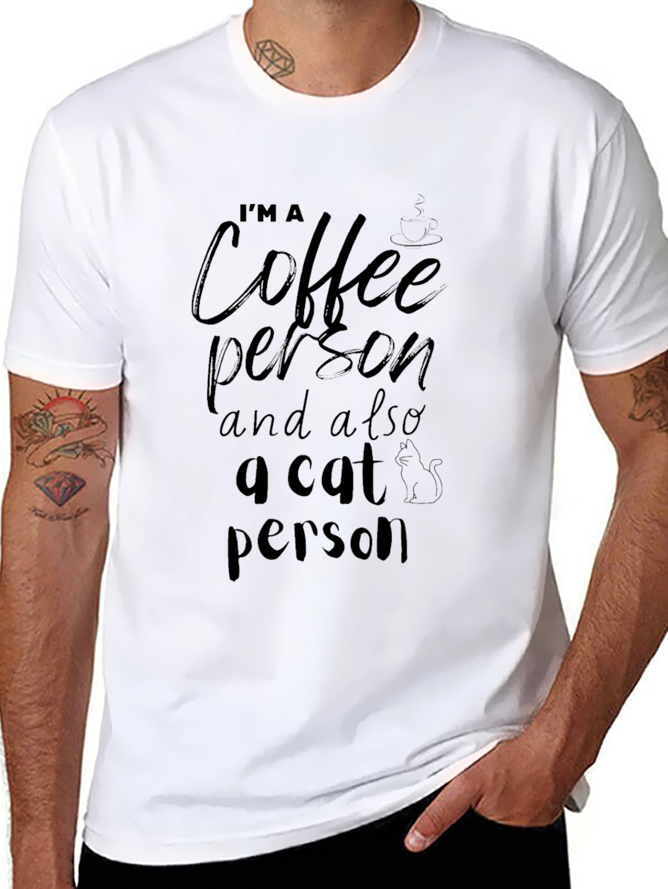 Coffee & Cat Person Graphic T-Shirt