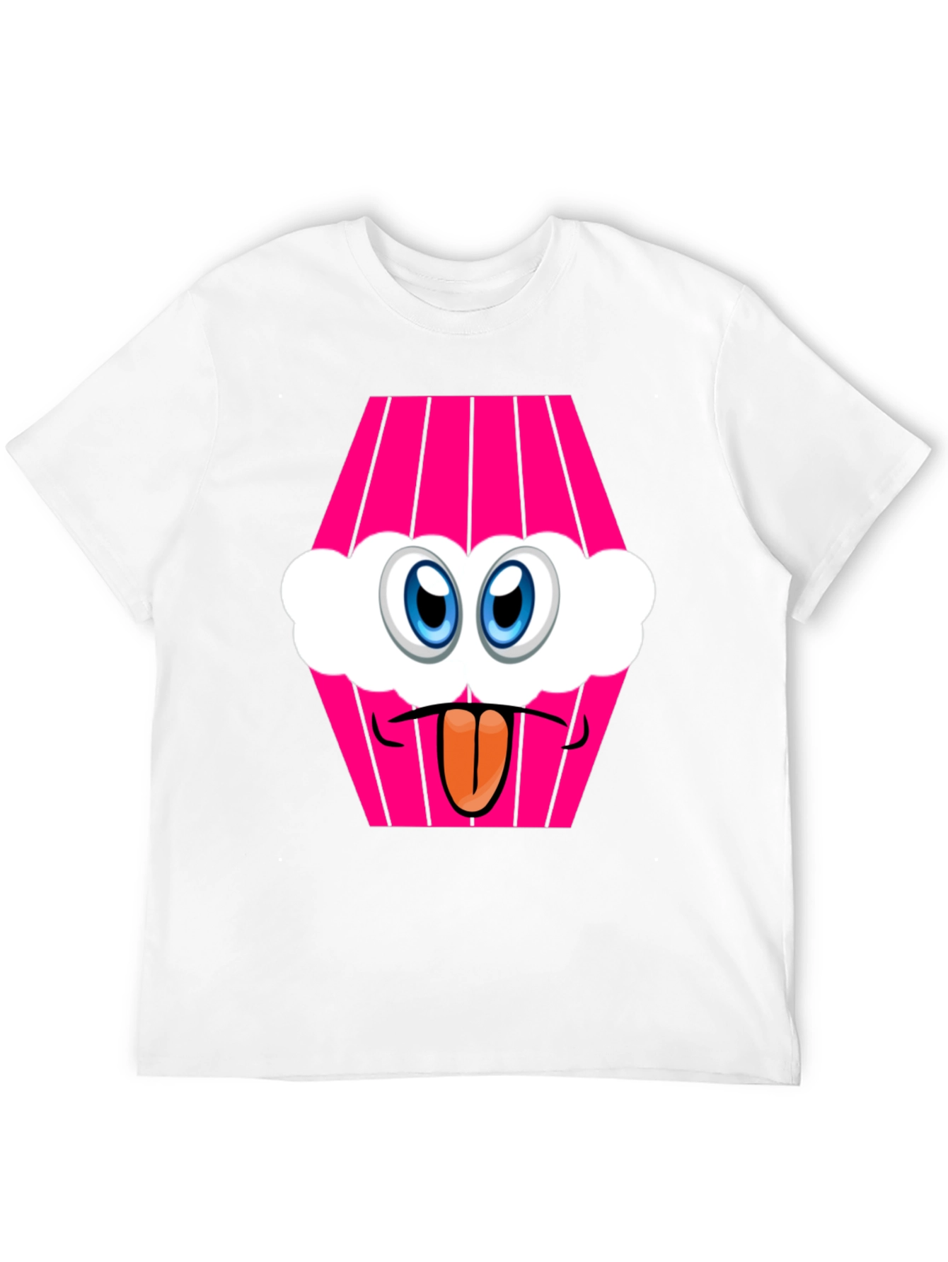 Cartoon Cupcake Face Black T-Shirt