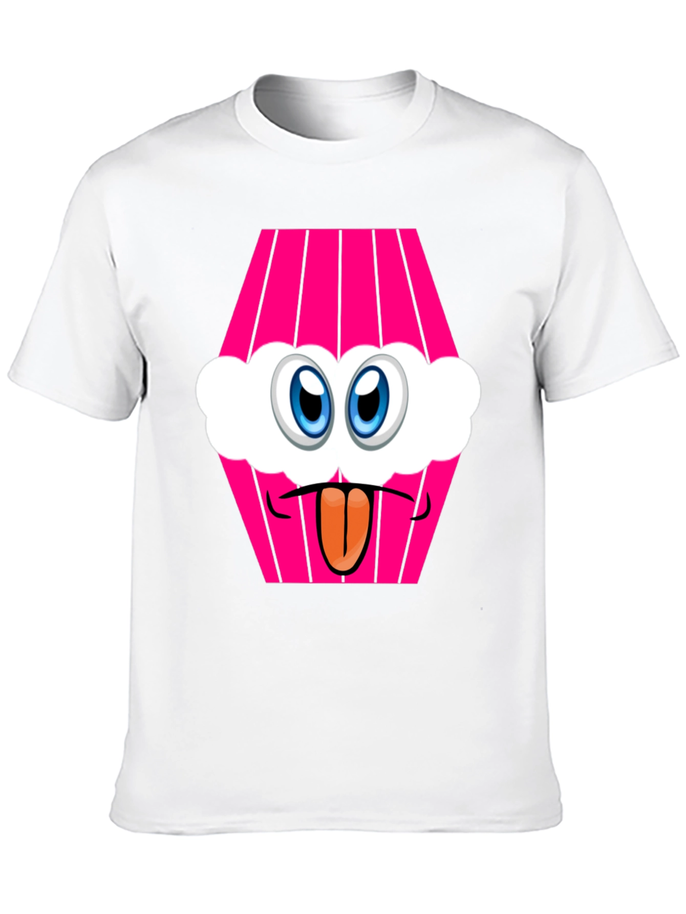 Cartoon Cupcake Face Black T-Shirt