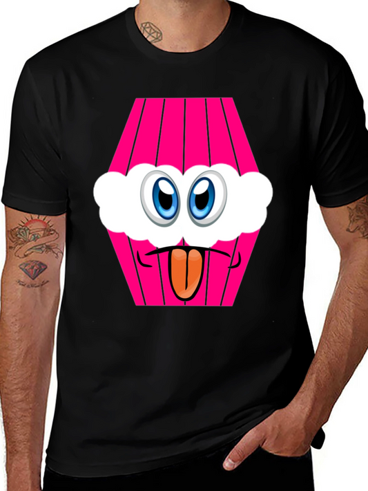 Cartoon Cupcake Face Black T-Shirt