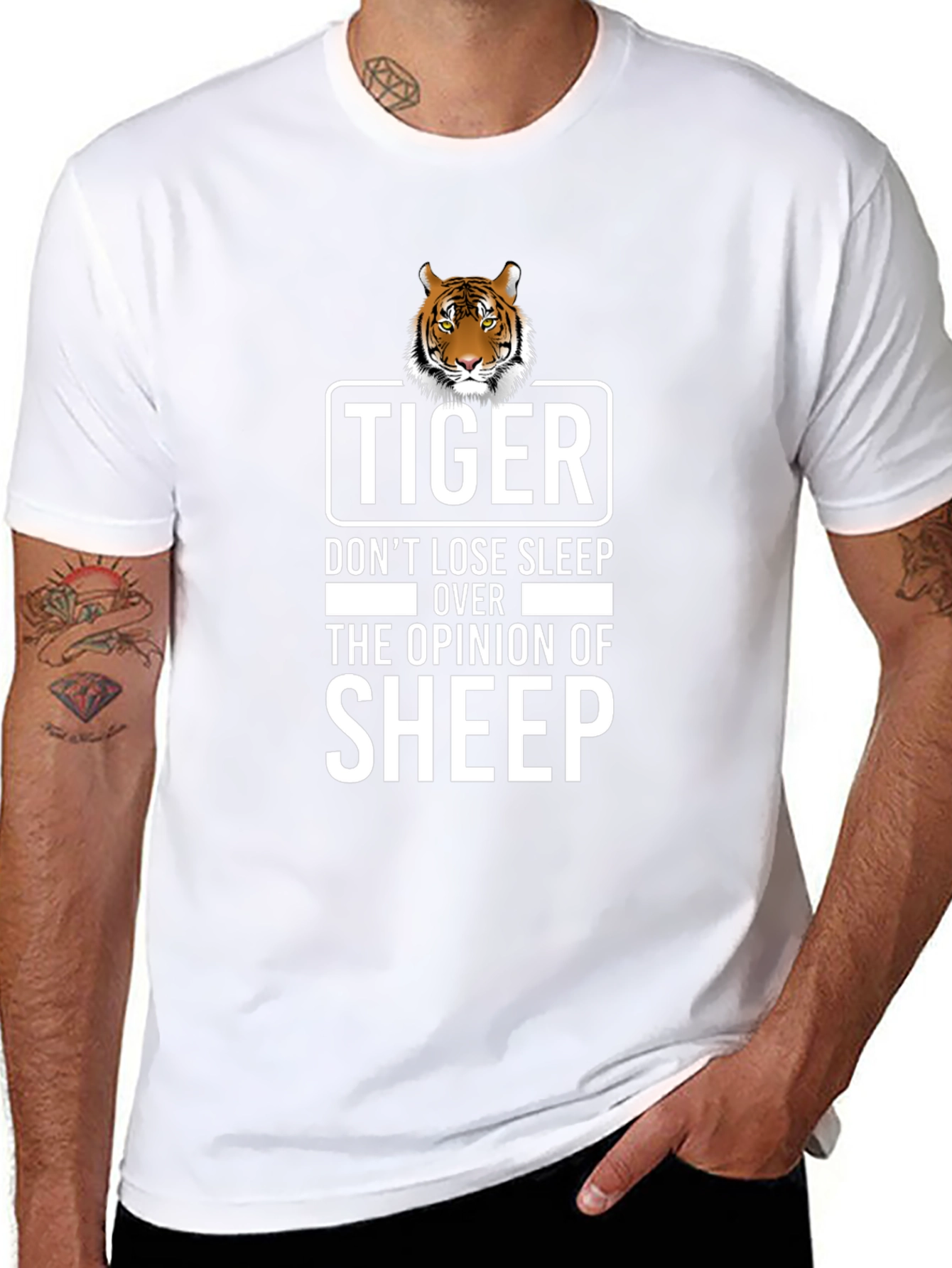 Tiger Sheep Opinion Graphic Tee - Black