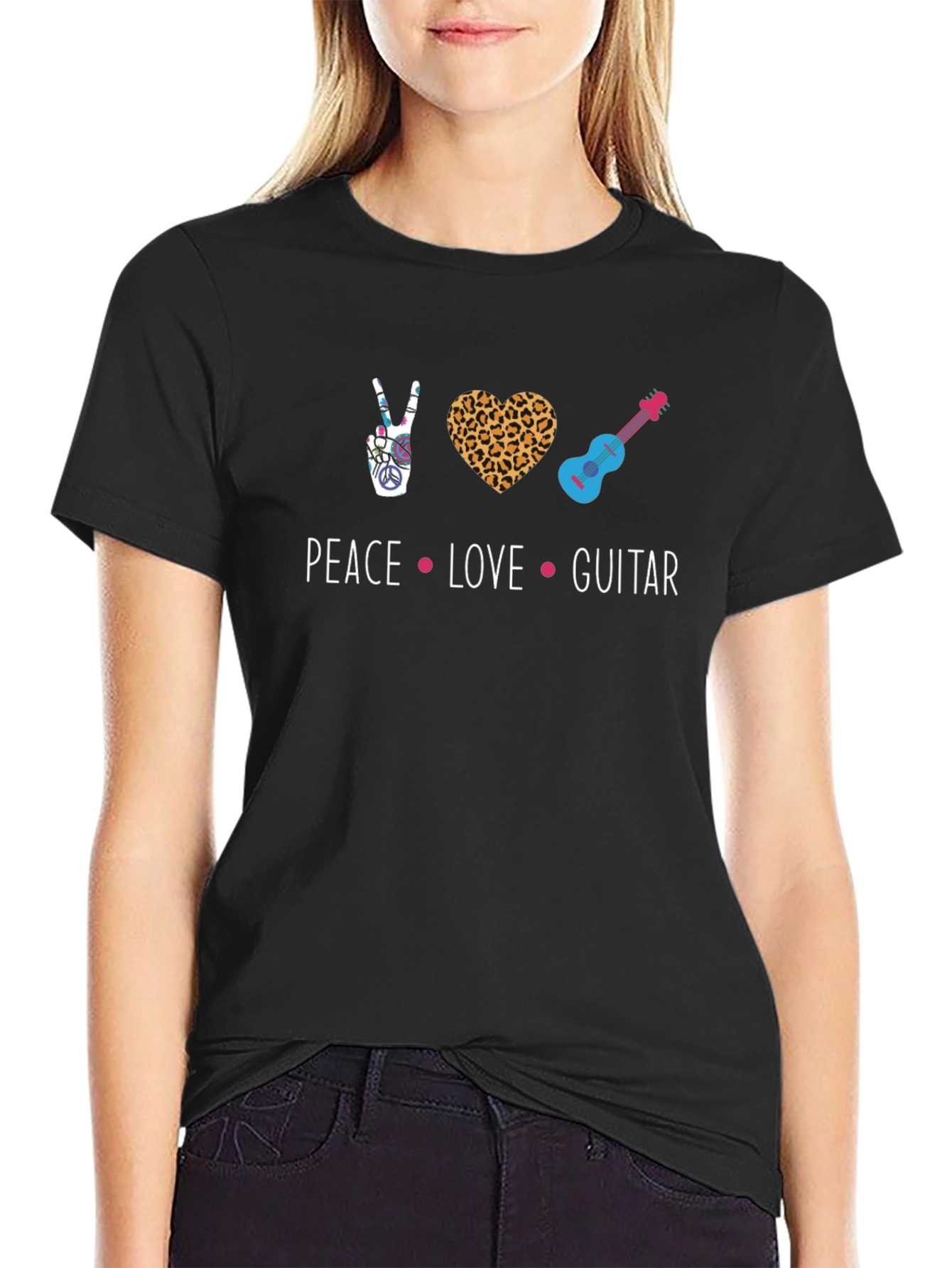Peace Love Guitar T-Shirt - Unisex Graphic Tee