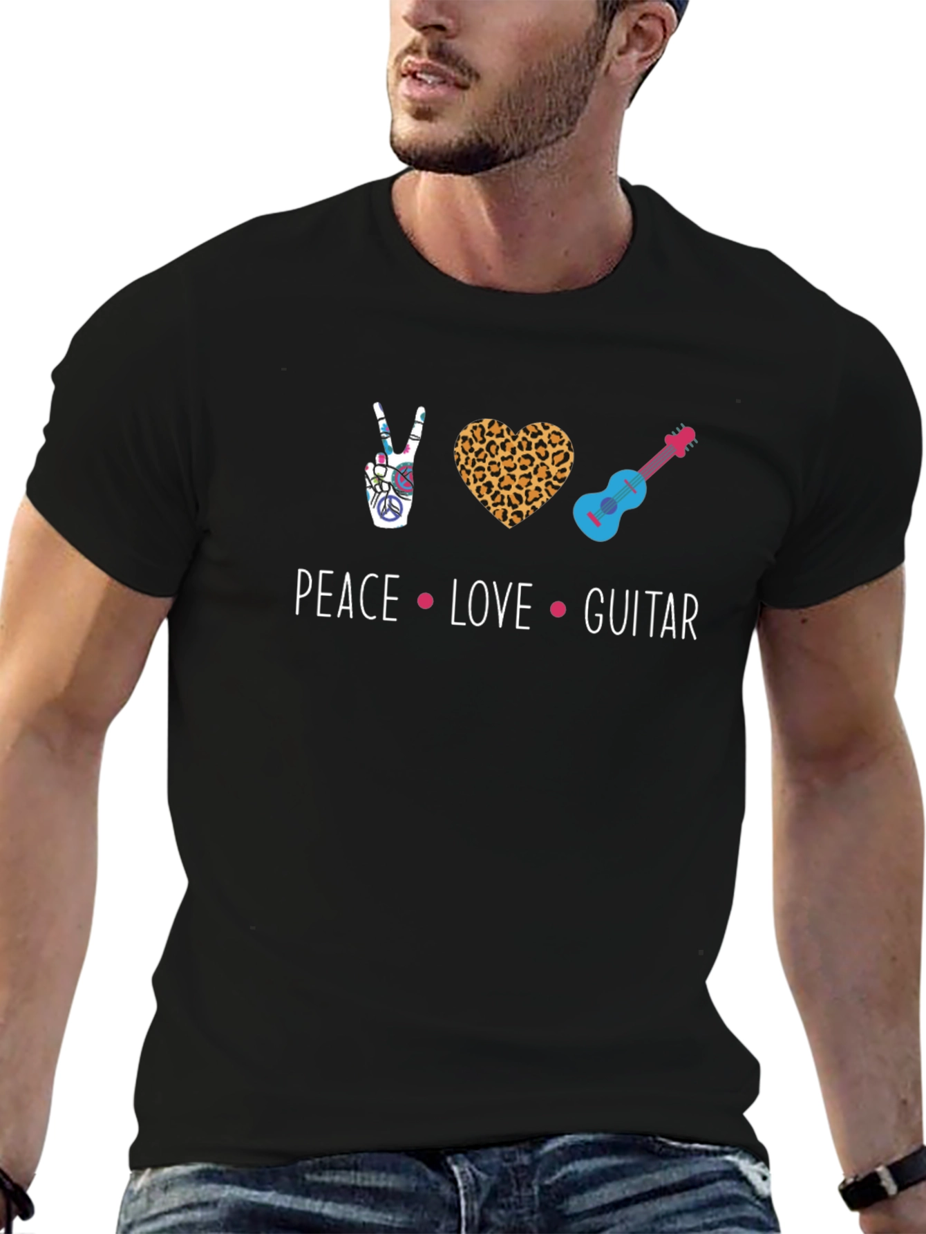 Peace Love Guitar T-Shirt - Unisex Graphic Tee